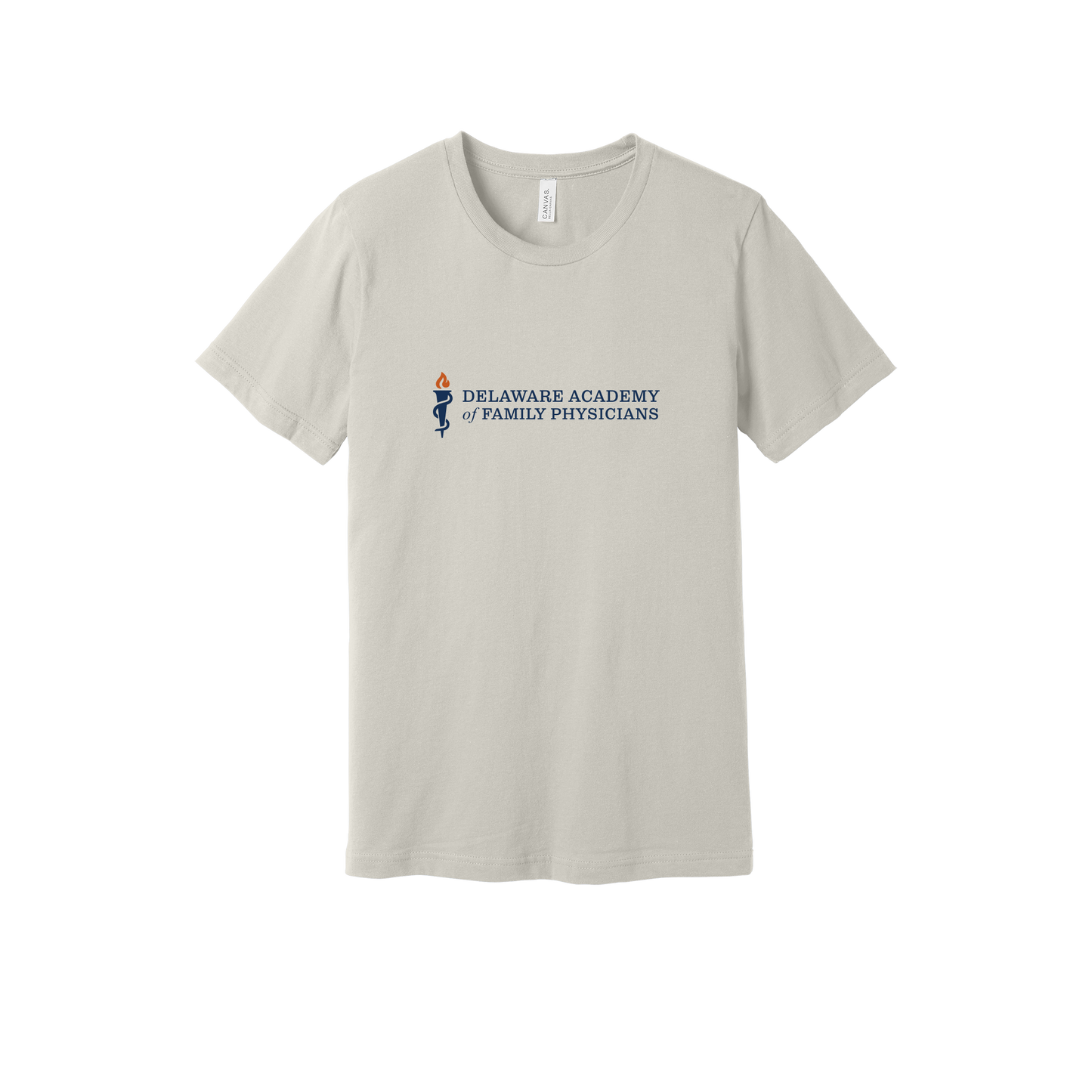 delfamdoc-everyday-essentials-clinic-short-sleeve-tee-dtf-front-BC3001-dust-flat-front