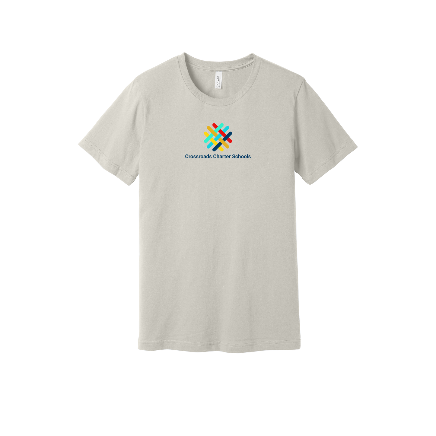 crossroadsschoolskc-everyday-essentials-short-sleeve-tee-dtf-front-BC3001-dust-flat-front