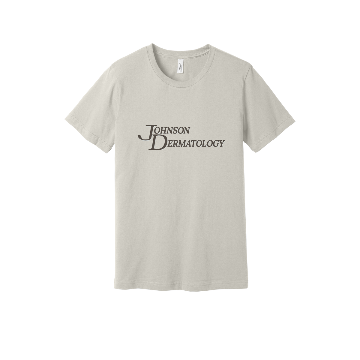johnsondermatology-everyday-essentials-clinic-short-sleeve-tee-dtf-front-BC3001-dust-flat-front