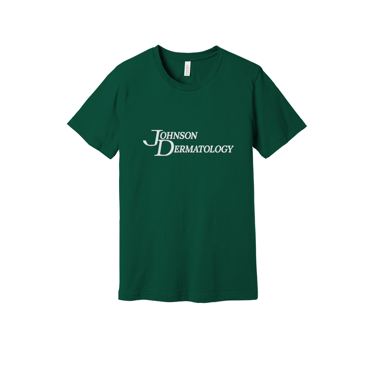 johnsondermatology-everyday-essentials-clinic-short-sleeve-tee-dtf-front-BC3001-forest-flat-front