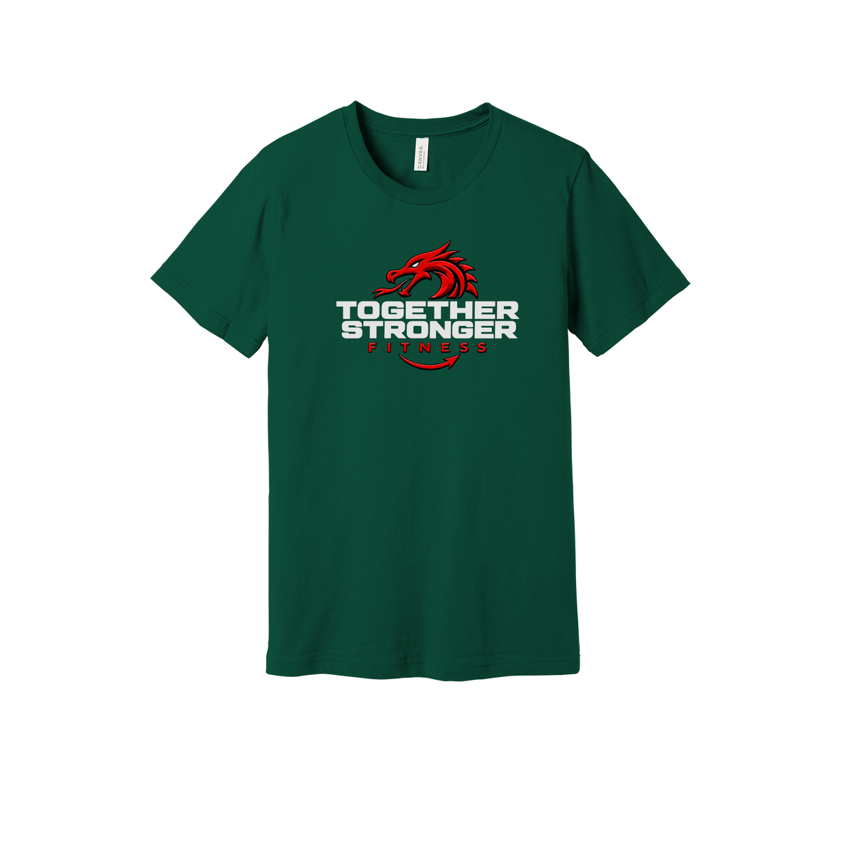 togetherstrongerfitness-everyday-essentials-short-sleeve-tee-dtf-front-BC3001-forest-flat-front