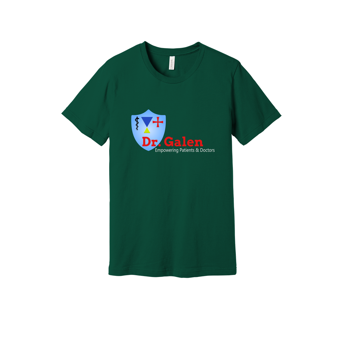 drgalen-everyday-essentials-clinic-short-sleeve-tee-dtf-front-BC3001-forest-flat-front