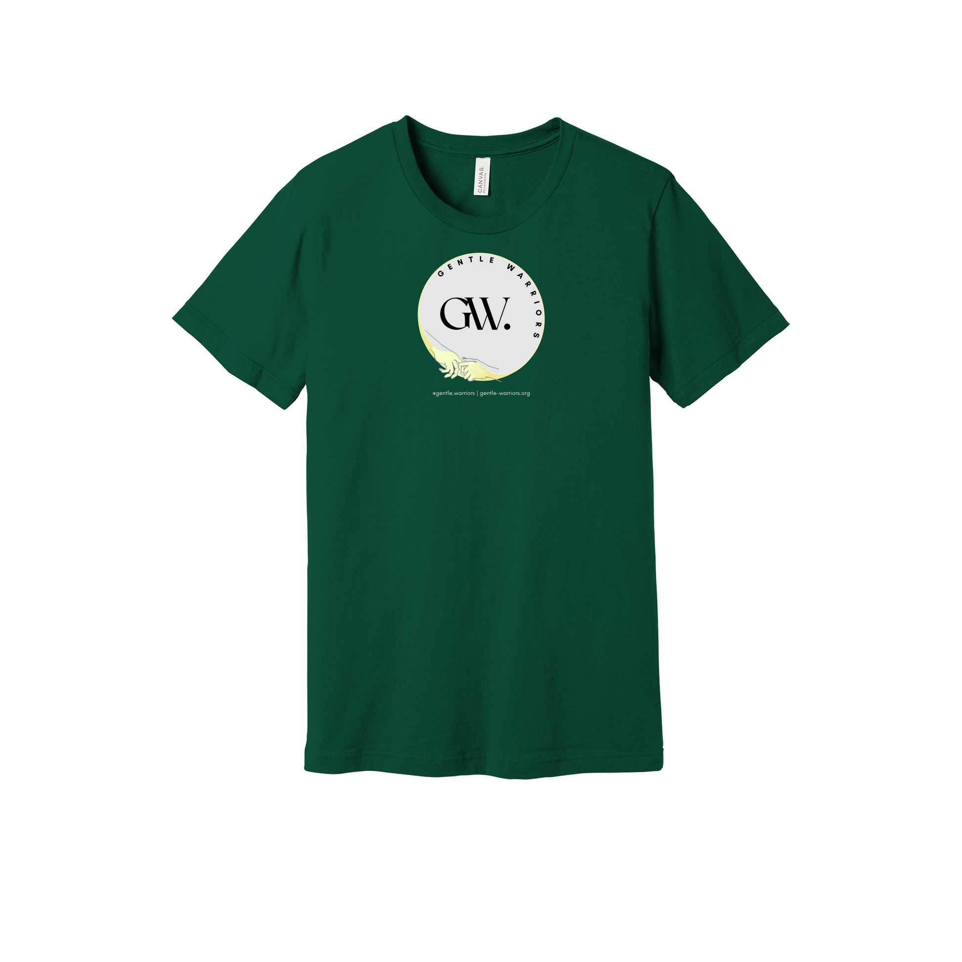 gentle-warriors-everyday-essentials-short-sleeve-tee-dtf-front-BC3001-forest-flat-front