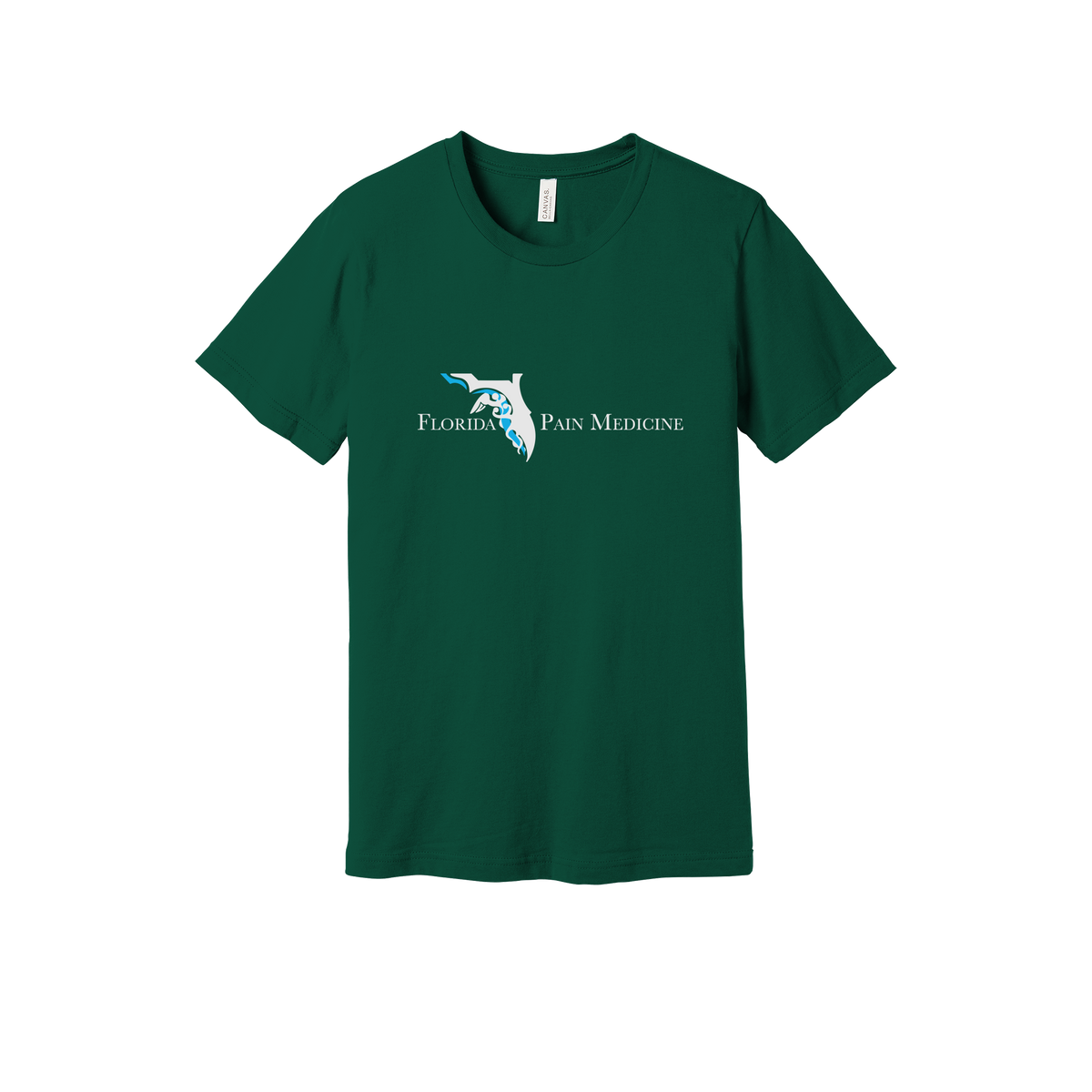 floridapainmedicine-everyday-essentials-clinic-short-sleeve-tee-dtf-front-BC3001-forest-flat-front