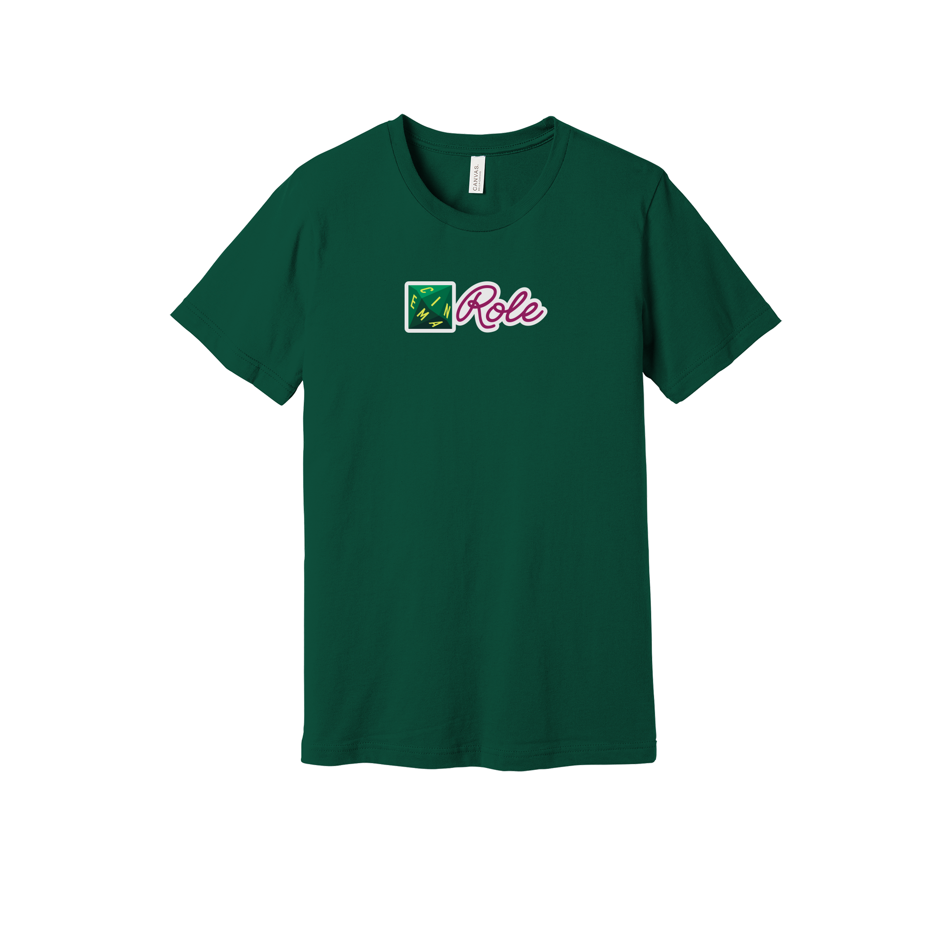 cinemarole-everyday-essentials-short-sleeve-tee-dtf-front-BC3001-forest-flat-front