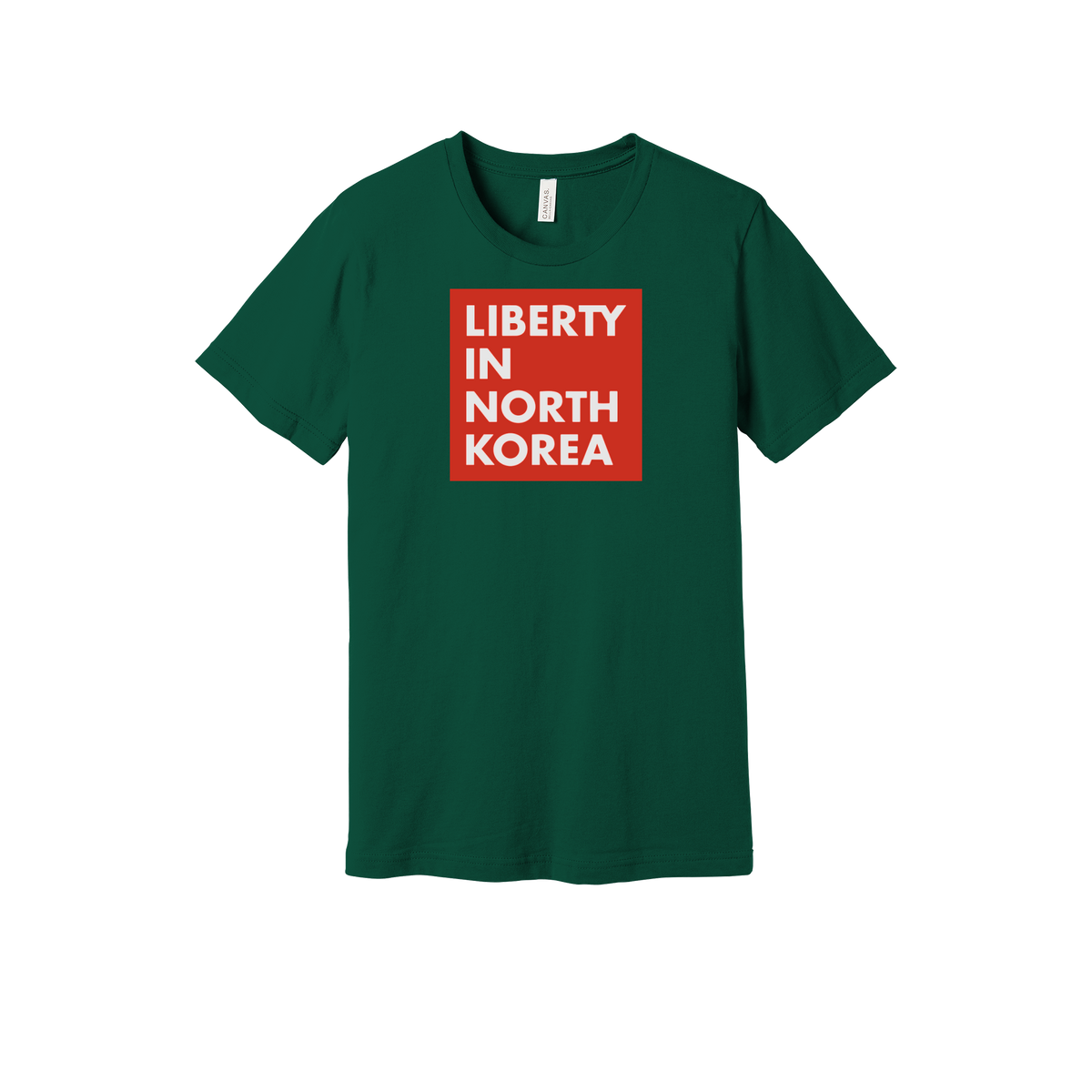 libertyinnorthkorea-everyday-essentials-short-sleeve-tee-dtf-front-BC3001-forest-flat-front