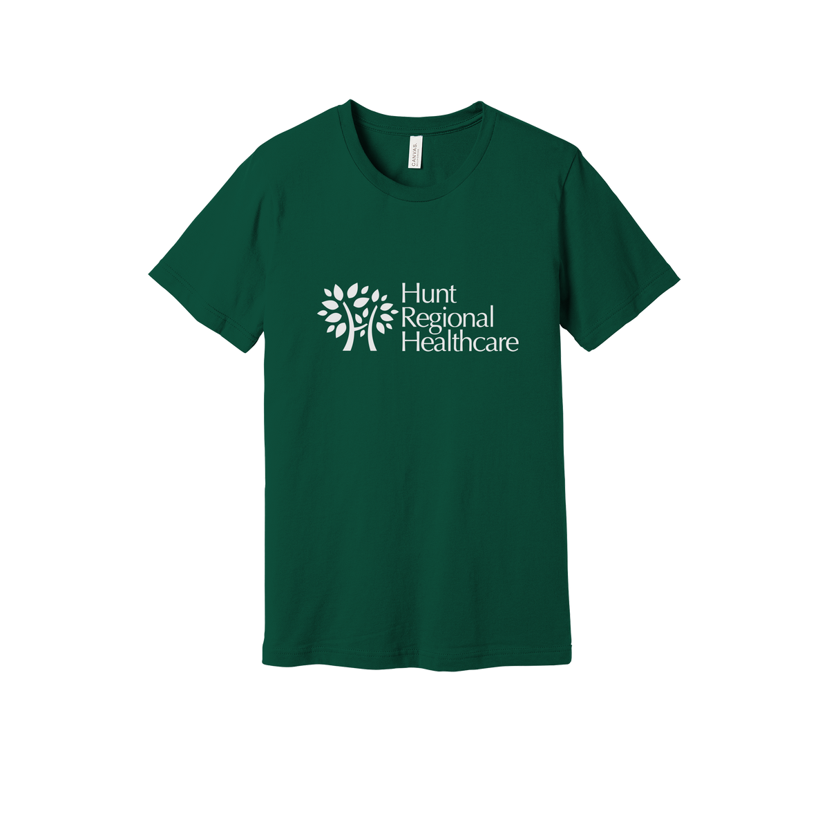 huntregional-everyday-essentials-clinic-short-sleeve-tee-dtf-front-BC3001-forest-flat-front