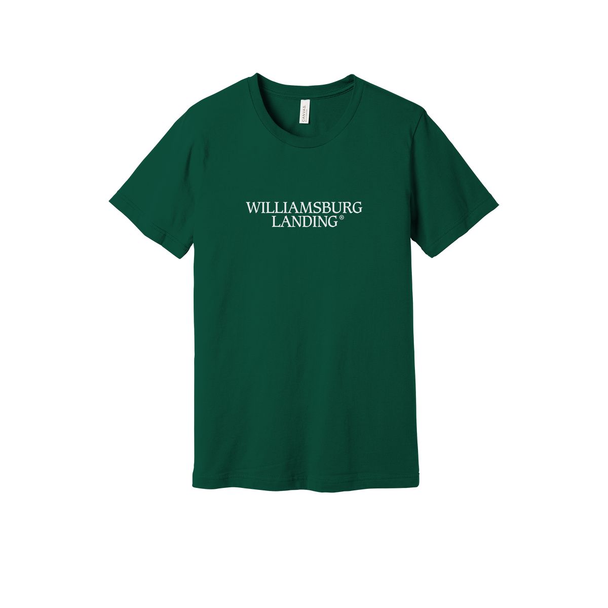 williamsburglanding-everyday-essentials-short-sleeve-tee-dtf-front-BC3001-forest-flat-front