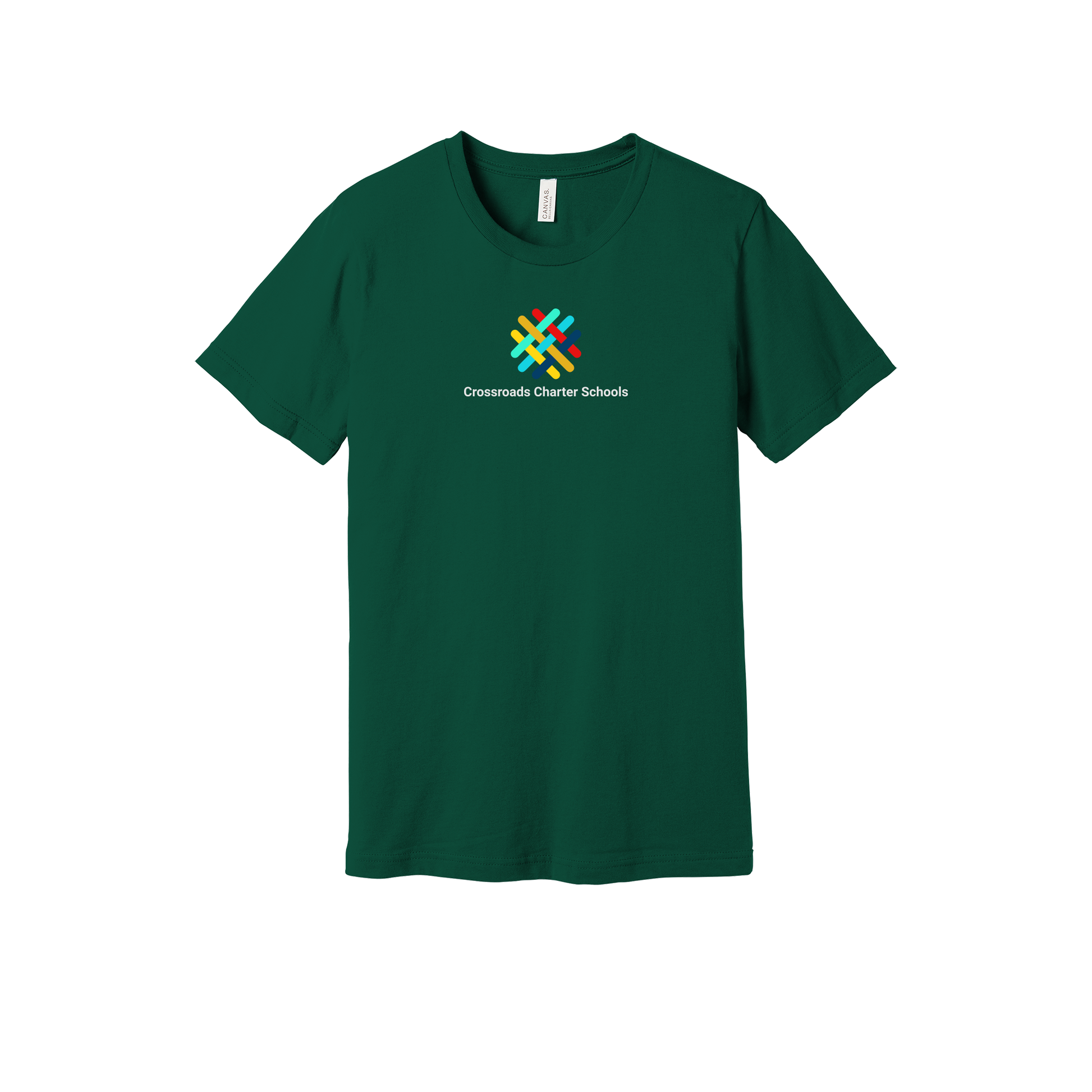 crossroadsschoolskc-everyday-essentials-short-sleeve-tee-dtf-front-BC3001-forest-flat-front