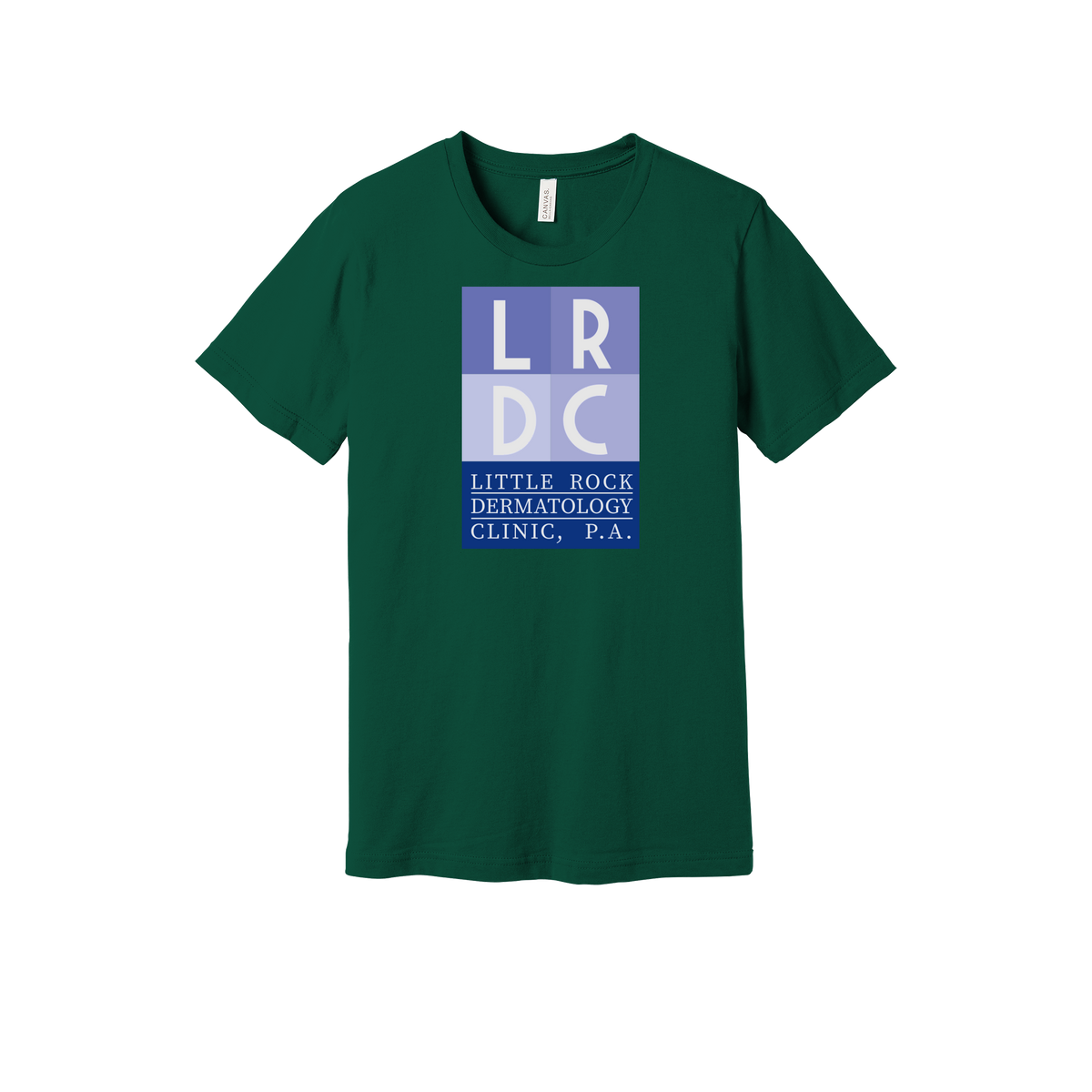 littlerockdermatology-everyday-essentials-clinic-short-sleeve-tee-dtf-front-BC3001-forest-flat-front
