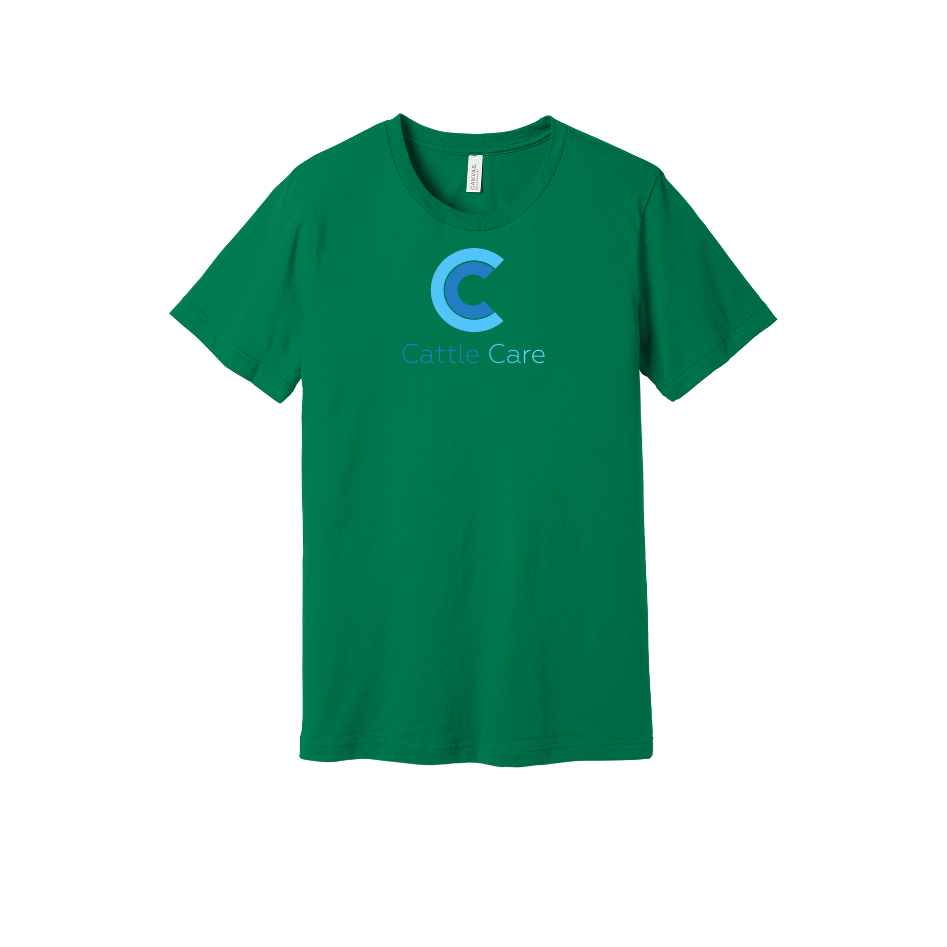 cattle-care-everyday-essentials-short-sleeve-tee-dtf-front-BC3001-kelly-flat-front