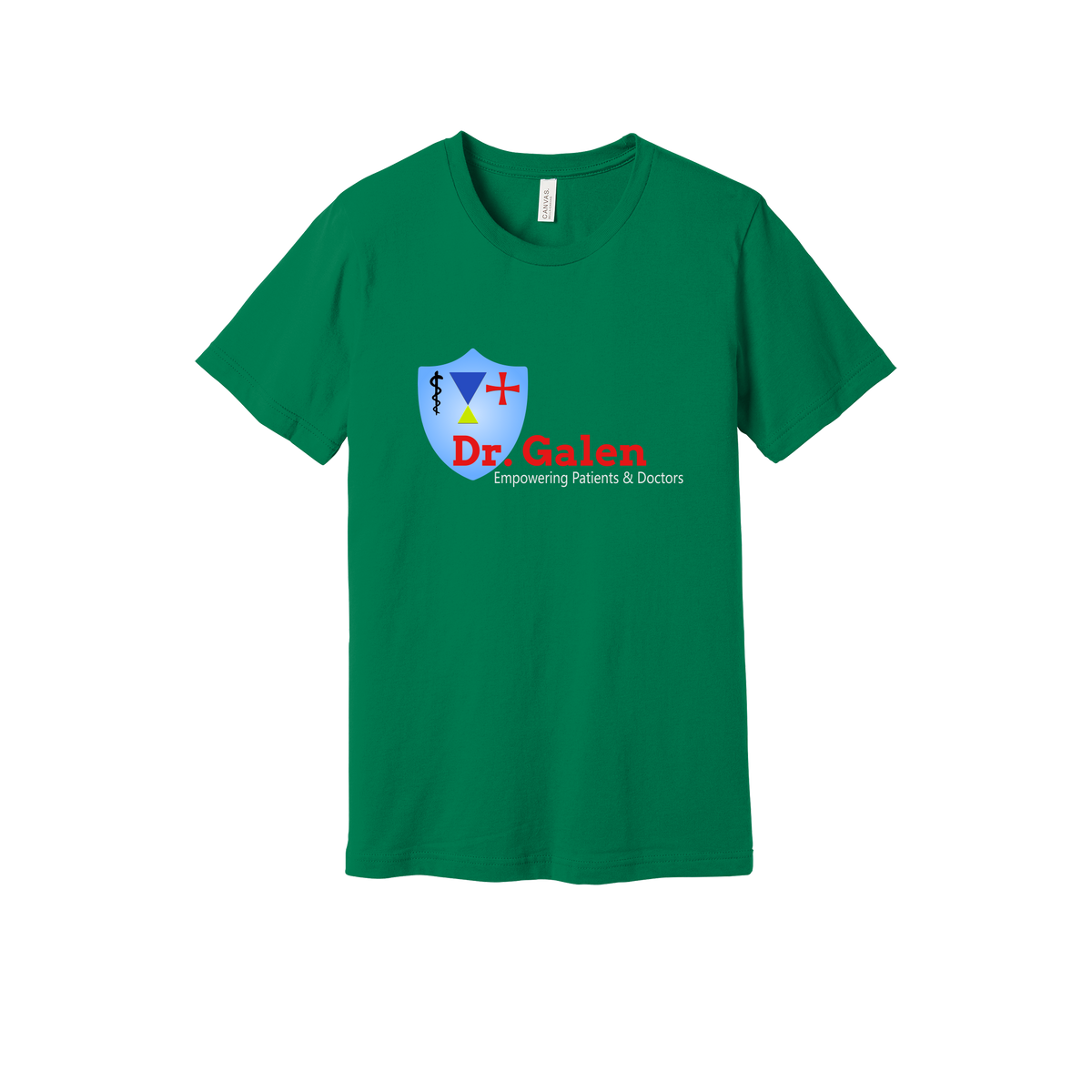 drgalen-everyday-essentials-clinic-short-sleeve-tee-dtf-front-BC3001-kelly-flat-front