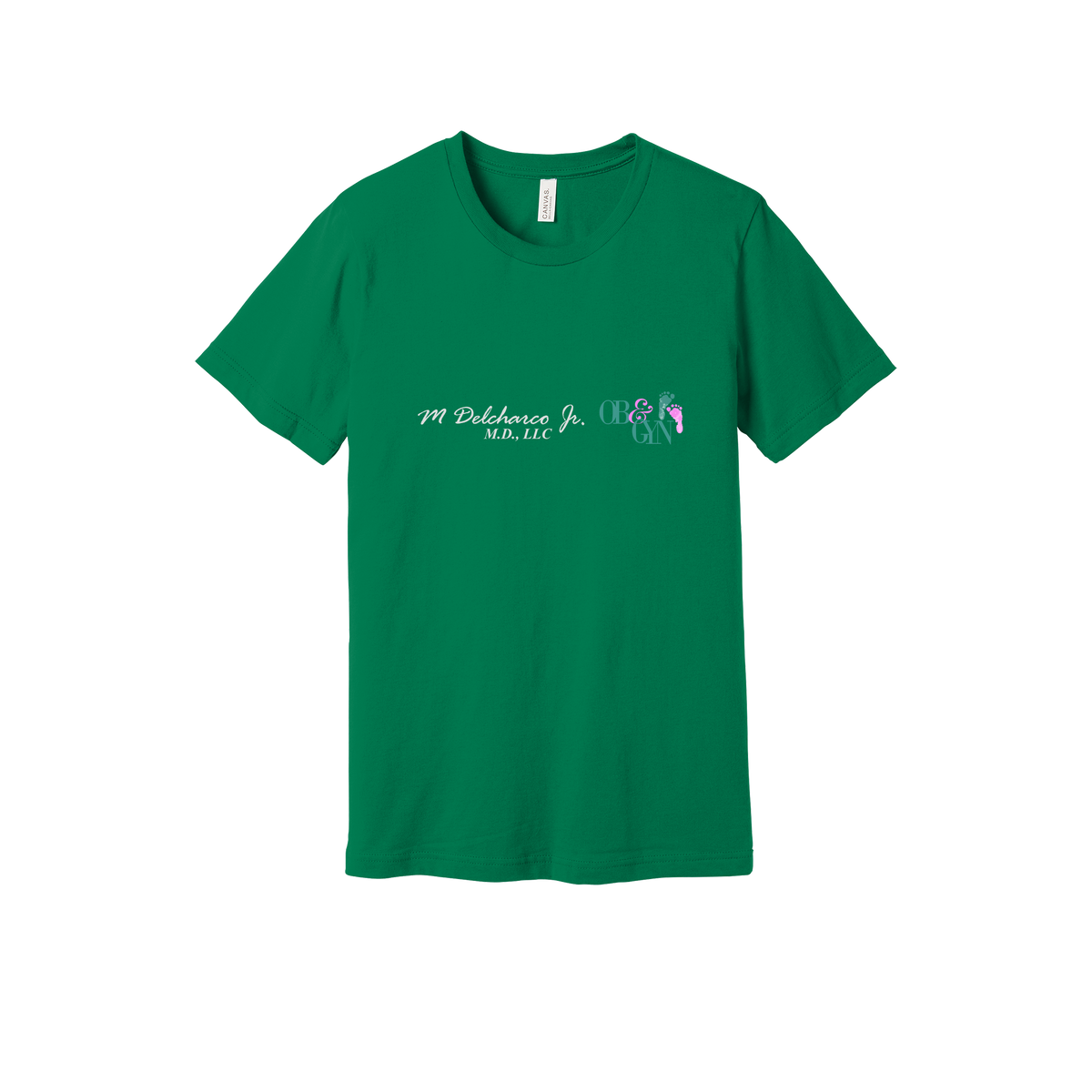 delcharco-everyday-essentials-clinic-short-sleeve-tee-dtf-front-BC3001-kelly-flat-front