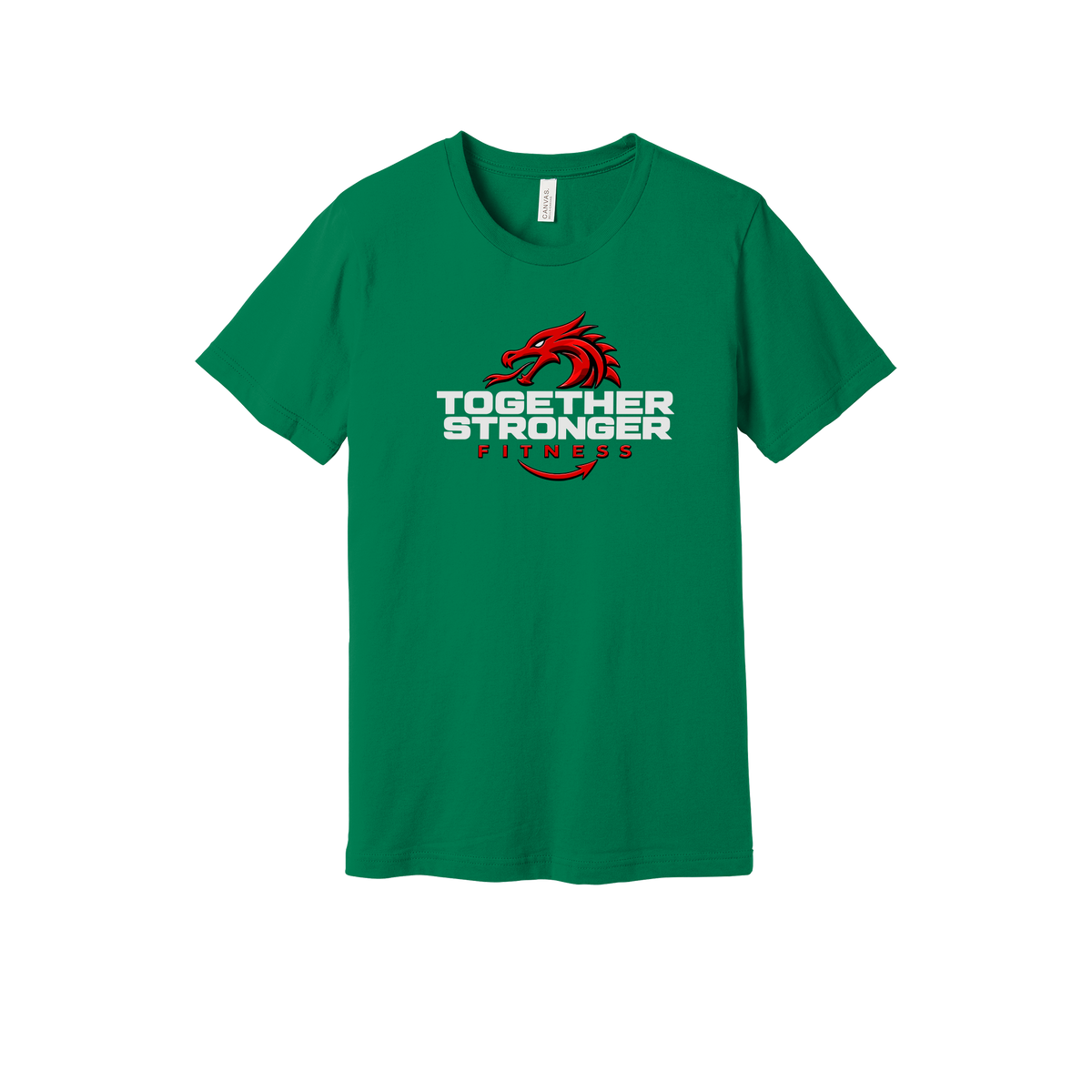 togetherstrongerfitness-everyday-essentials-short-sleeve-tee-dtf-front-BC3001-kelly-flat-front