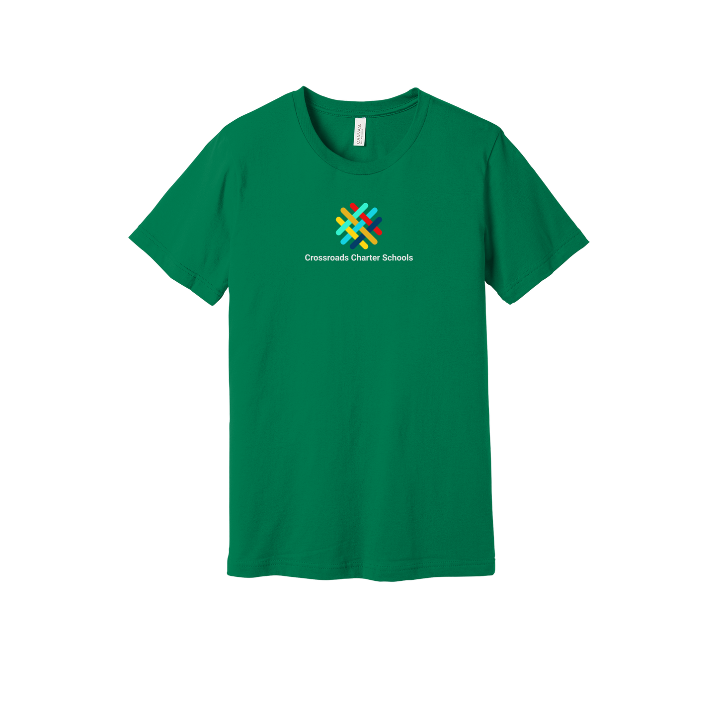 crossroadsschoolskc-everyday-essentials-short-sleeve-tee-dtf-front-BC3001-kelly-flat-front