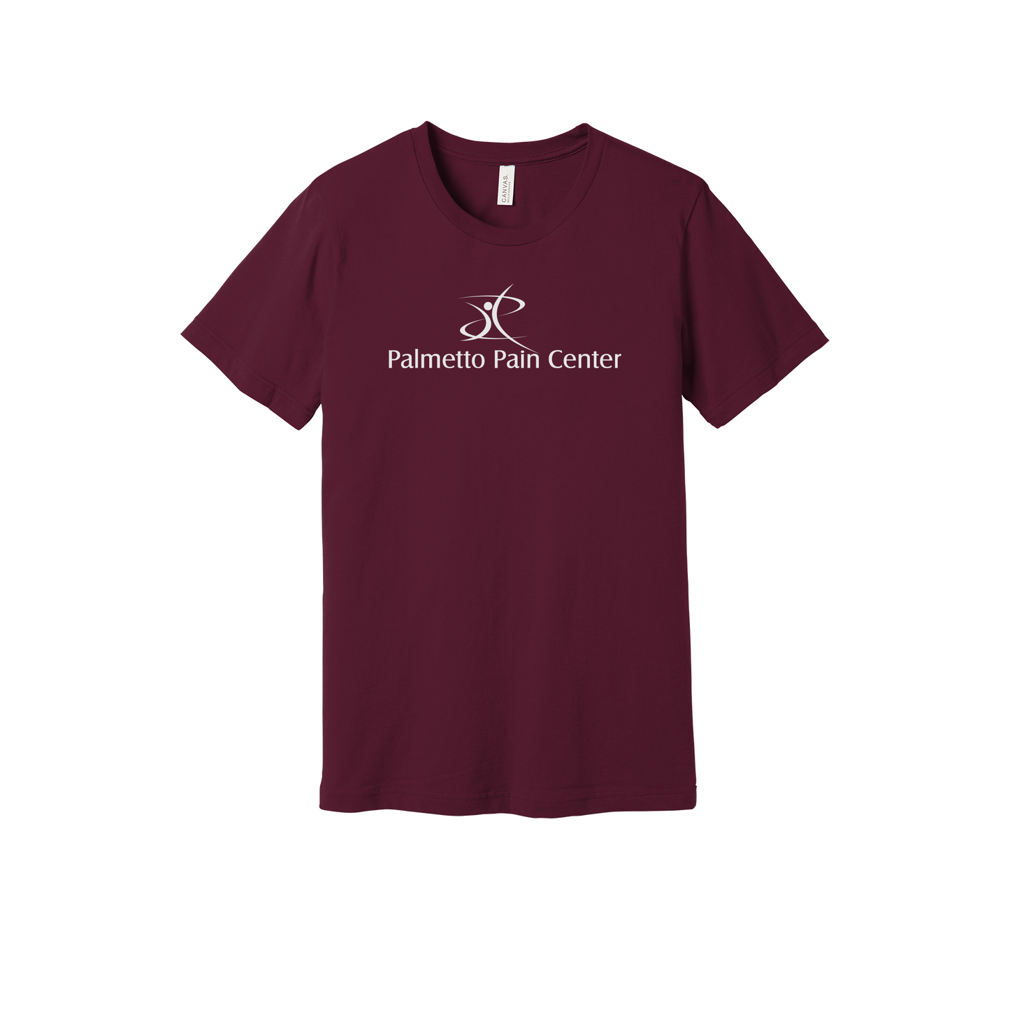 palmetto-pain-center-everyday-essentials-clinic-short-sleeve-tee-dtf-front-BC3001-maroon-flat-front