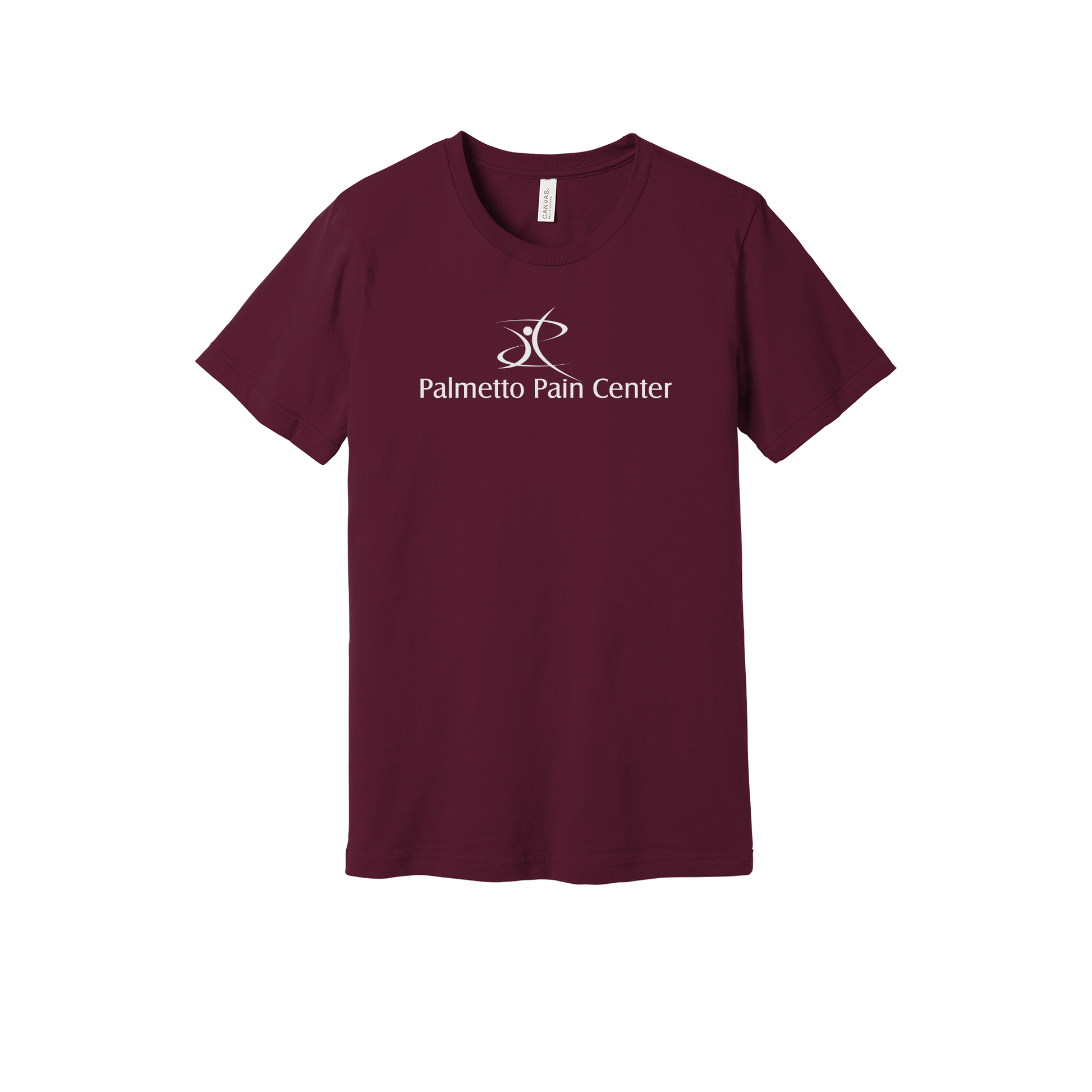 palmetto-pain-center-everyday-essentials-clinic-short-sleeve-tee-dtf-front-BC3001-maroon-flat-front
