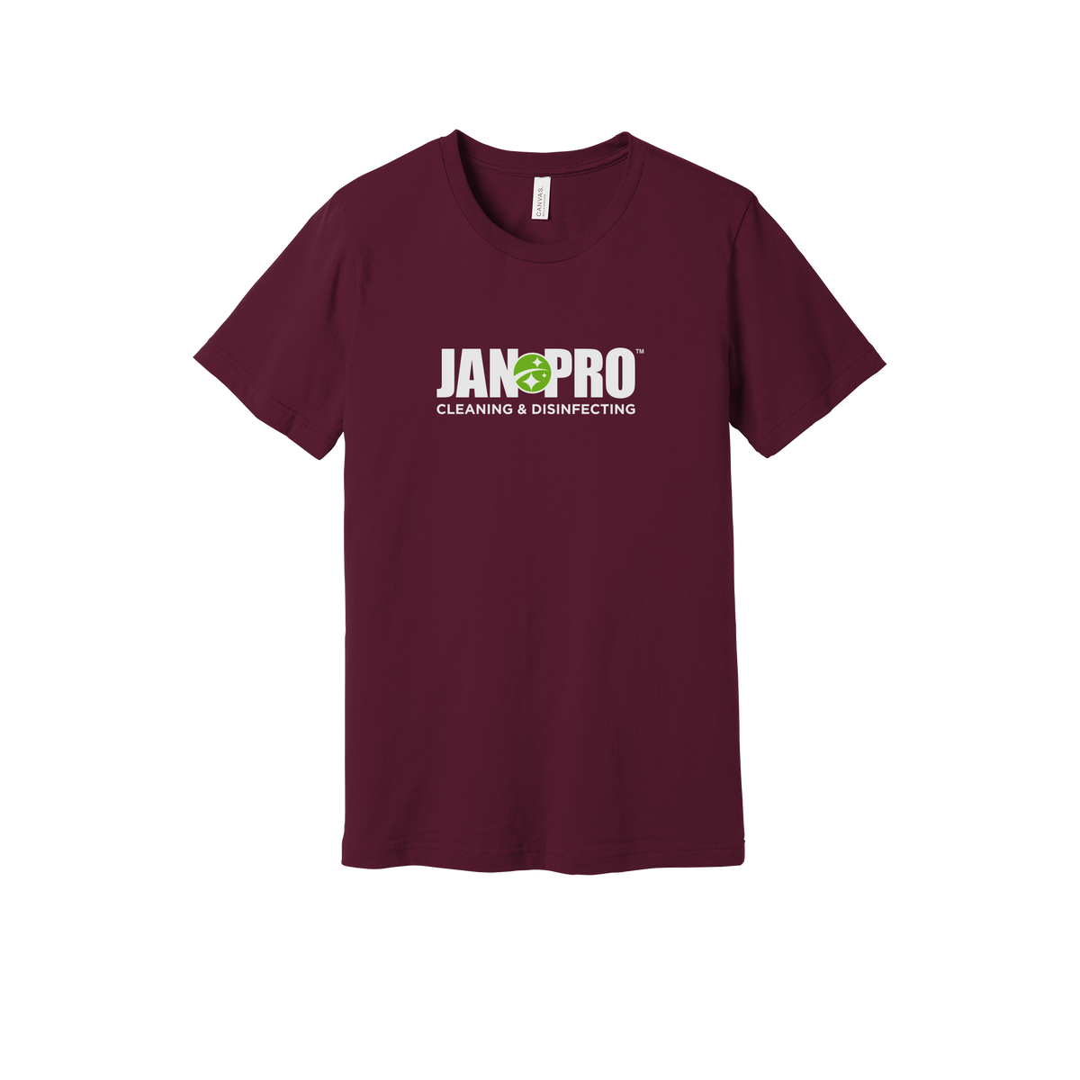jan-pro-everyday-essentials-short-sleeve-tee-dtf-front-BC3001-maroon-flat-front