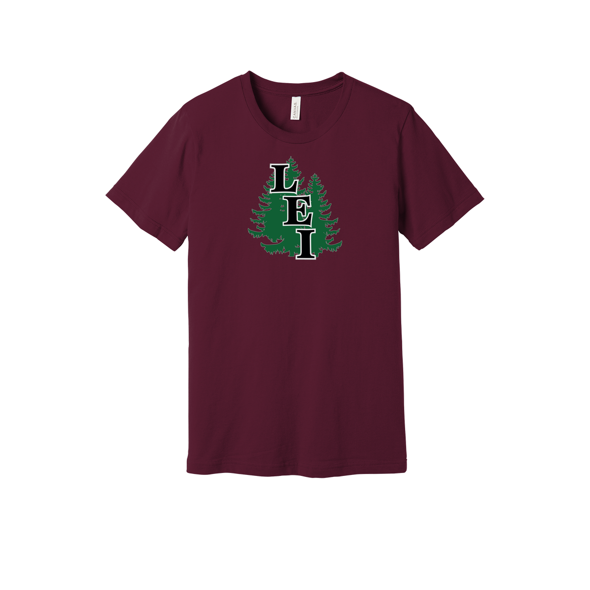 leisite-everyday-essentials-short-sleeve-tee-dtf-front-BC3001-maroon-flat-front