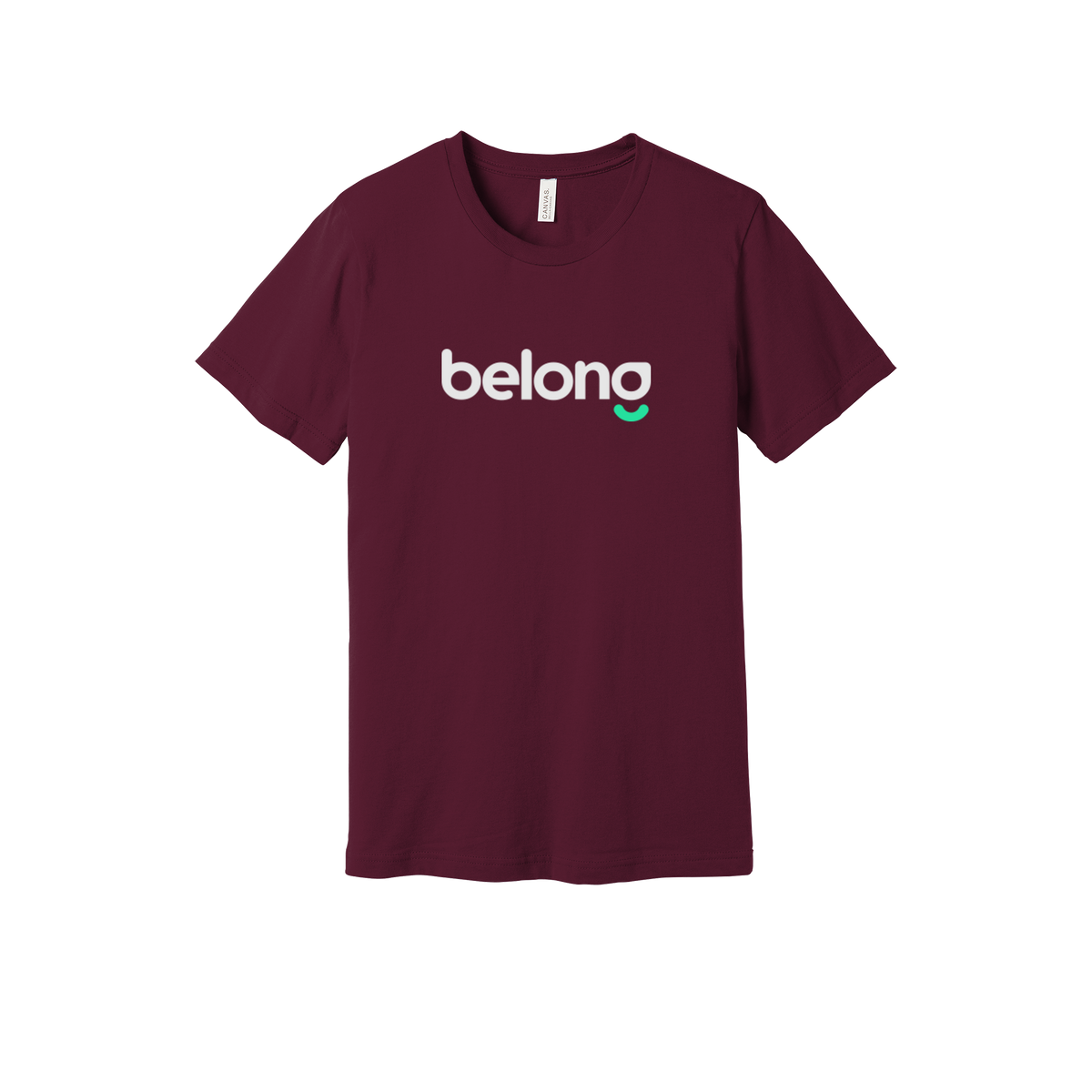 belonghome-everyday-essentials-short-sleeve-tee-dtf-front-BC3001-maroon-flat-front