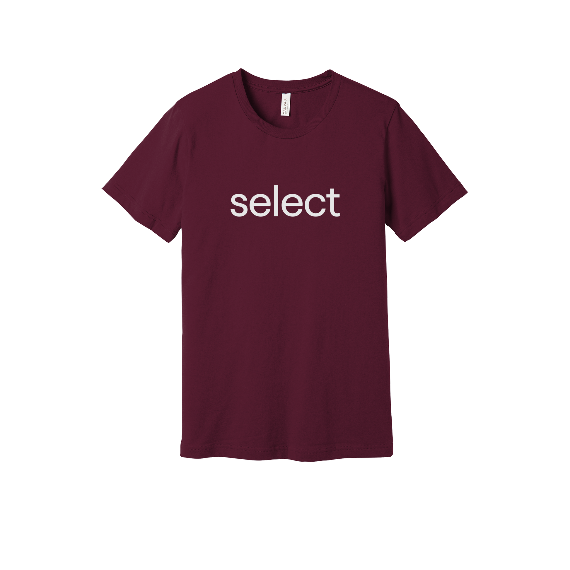 meetselect-everyday-essentials-short-sleeve-tee-dtf-front-BC3001-maroon-flat-front