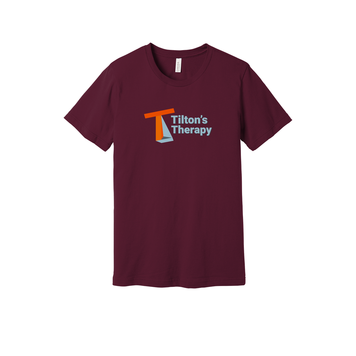 tiltonstherapy-everyday-essentials-short-sleeve-tee-dtf-front-BC3001-maroon-flat-front