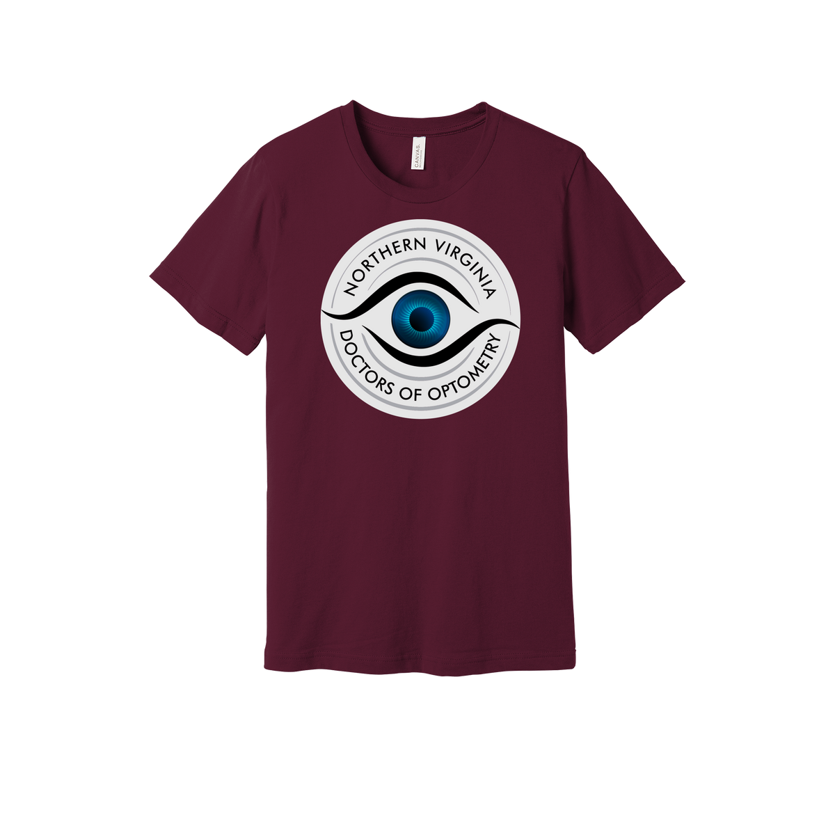 novaeyedocs-everyday-essentials-clinic-short-sleeve-tee-dtf-front-BC3001-maroon-flat-front