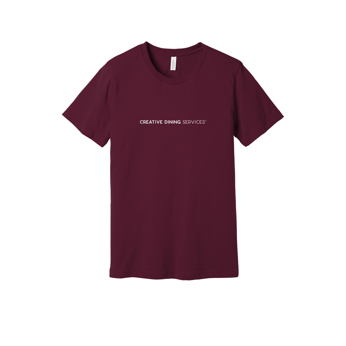 creativedining-everyday-essentials-short-sleeve-tee-dtf-front-BC3001-maroon-flat-front