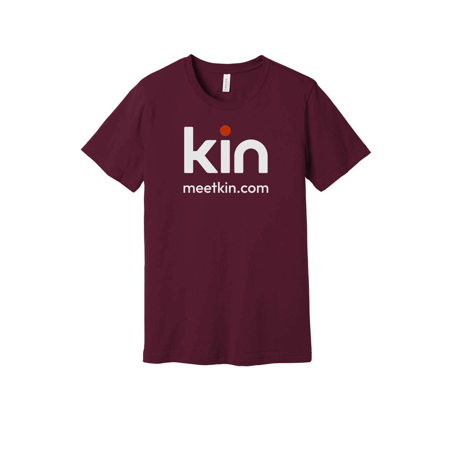 kin-everyday-essentials-short-sleeve-tee-dtf-front-BC3001-maroon-flat-front