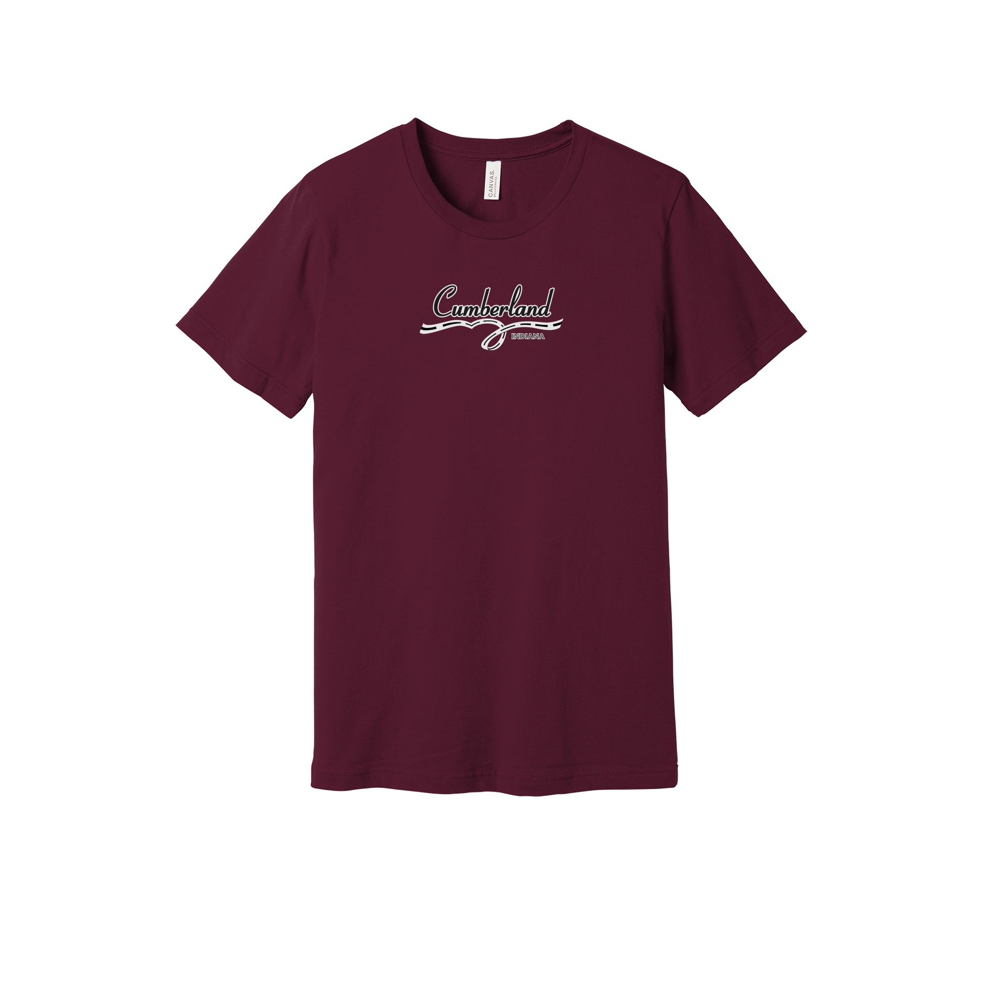 cumberland-everyday-essentials-short-sleeve-tee-dtf-front-BC3001-maroon-flat-front
