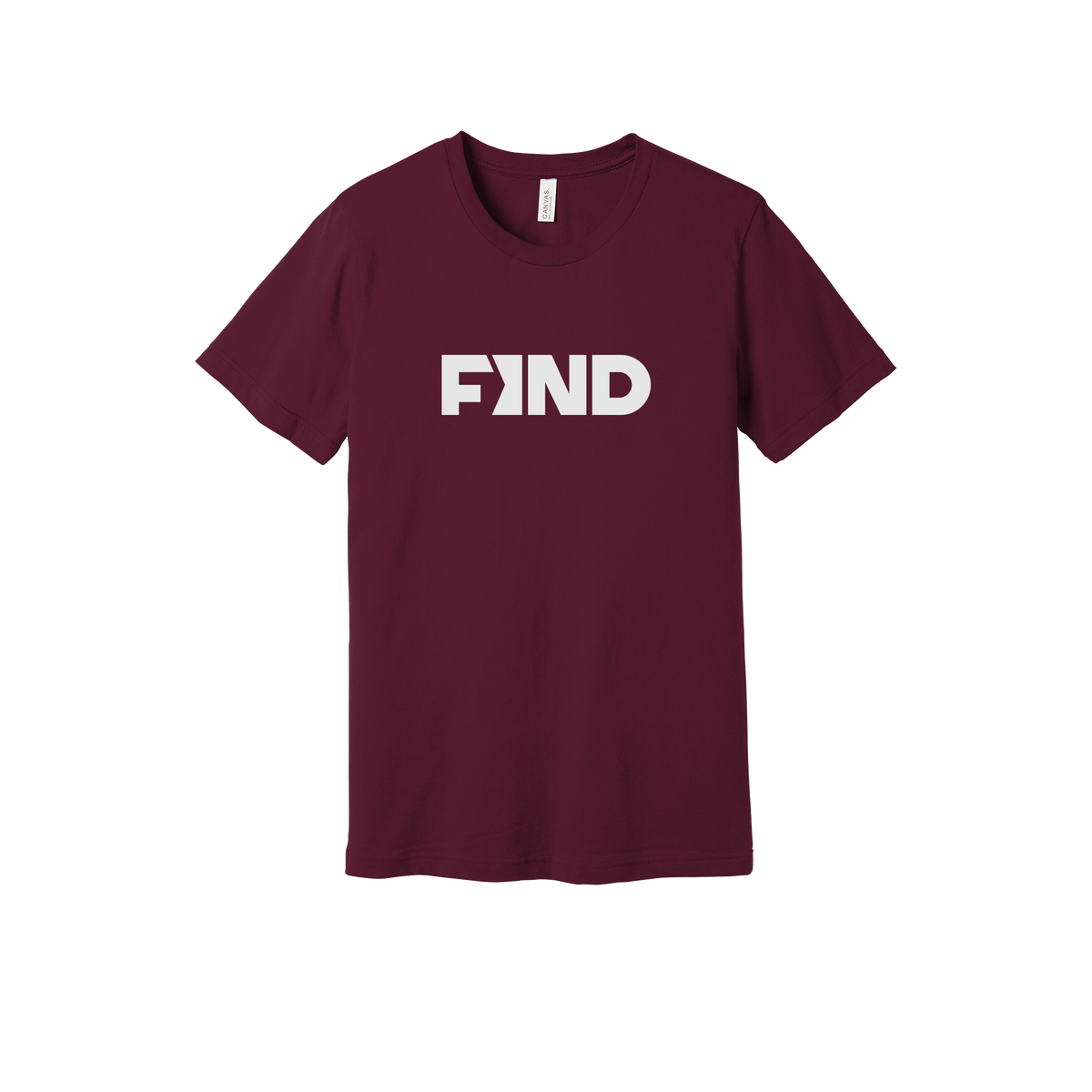 findrealestate-everyday-essentials-short-sleeve-tee-dtf-front-BC3001-maroon-flat-front