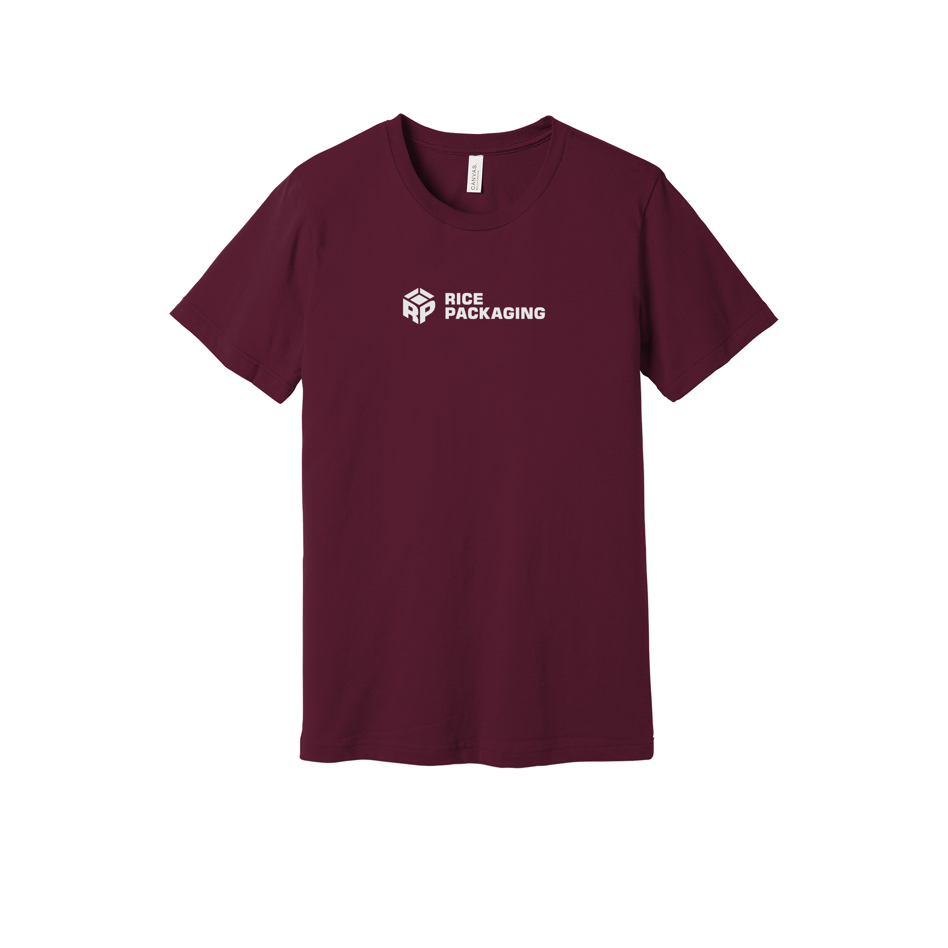 ricepackaging-everyday-essentials-short-sleeve-tee-dtf-front-BC3001-maroon-flat-front
