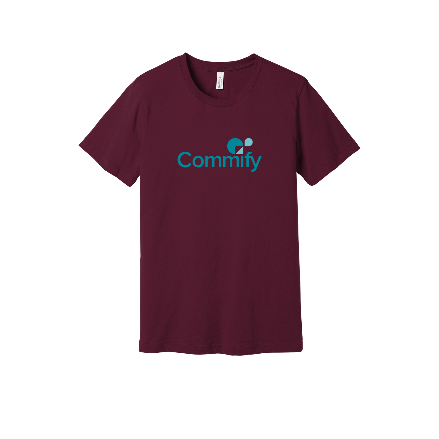 commify-everyday-essentials-short-sleeve-tee-dtf-front-BC3001-maroon-flat-front