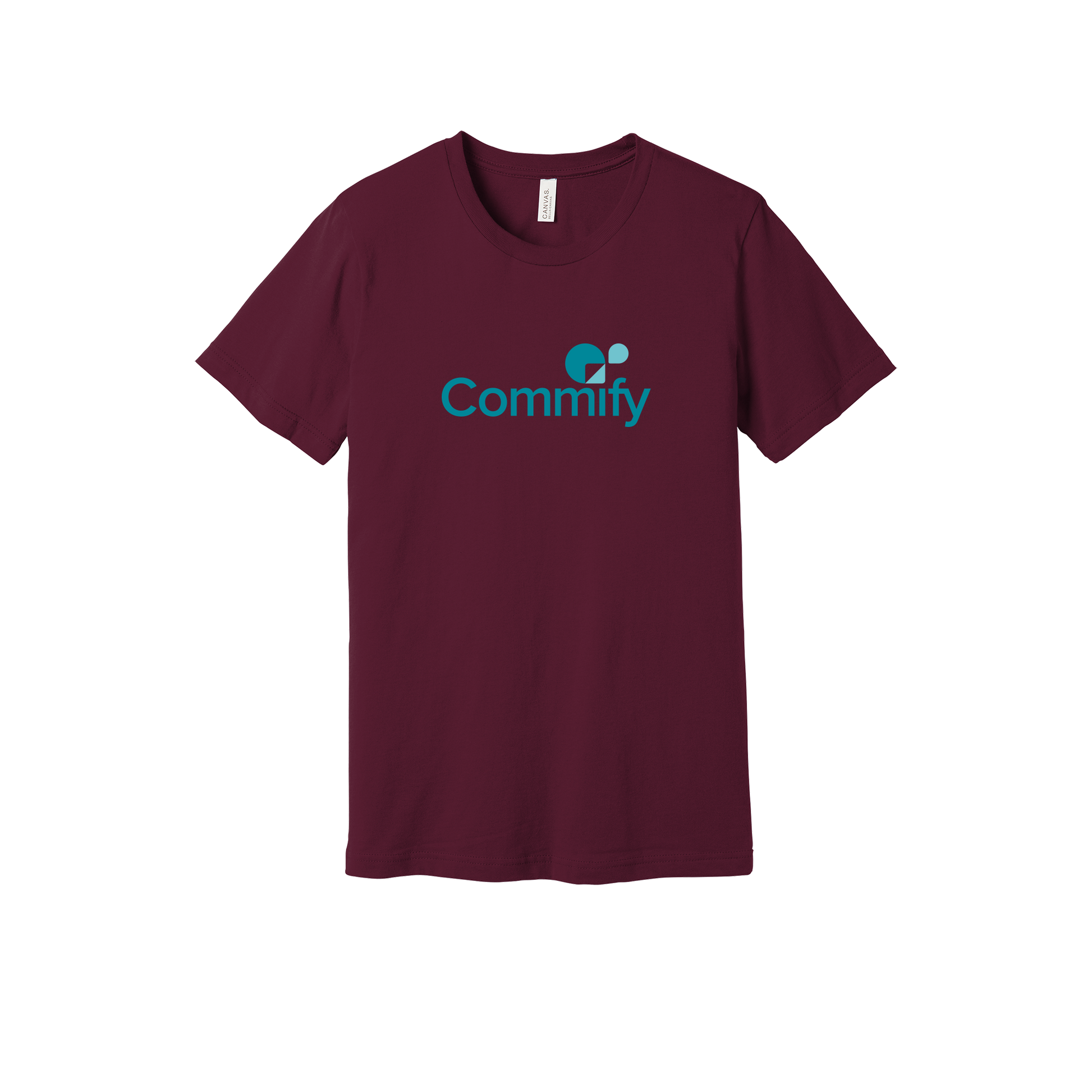 commify-everyday-essentials-short-sleeve-tee-dtf-front-BC3001-maroon-flat-front