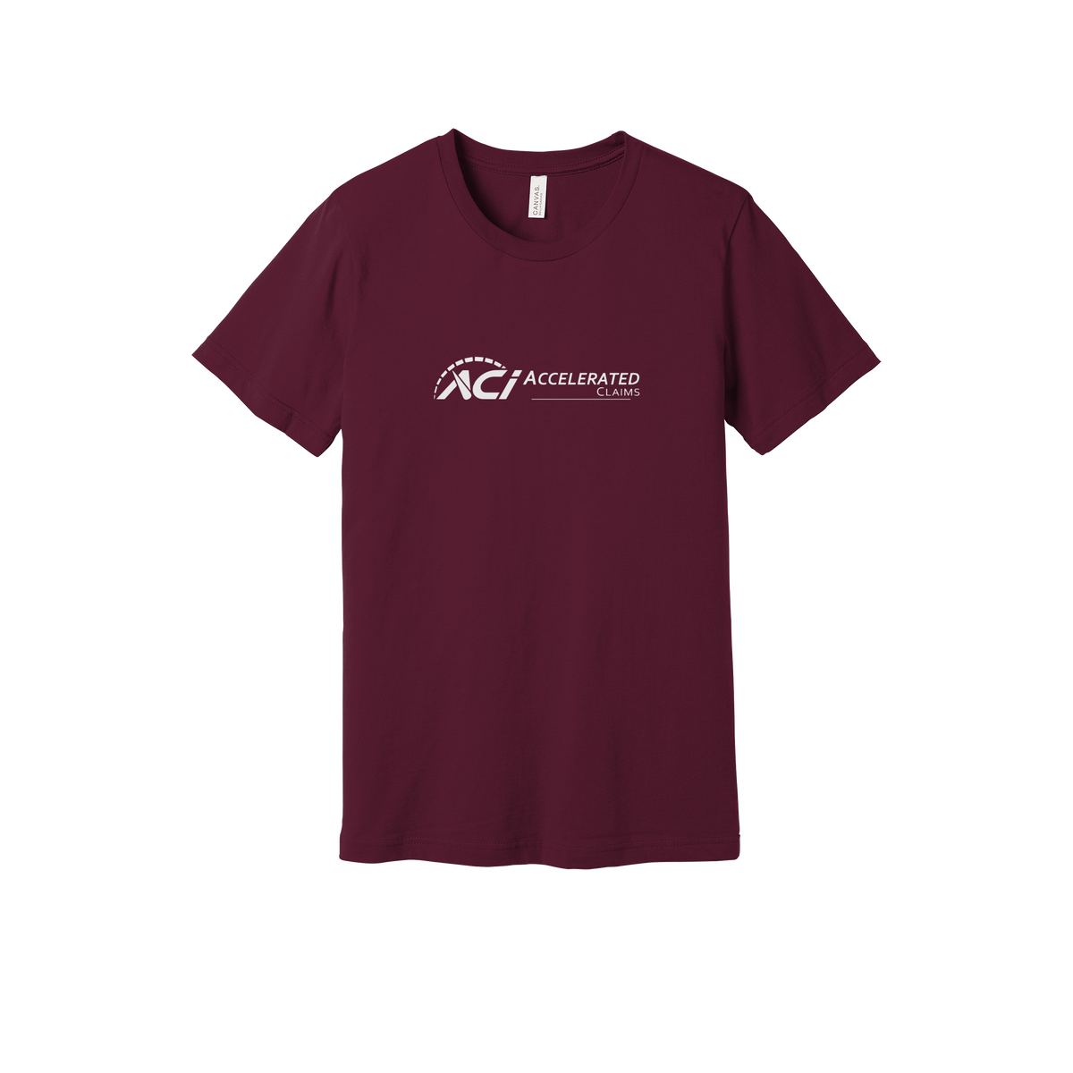 accelclaims-everyday-essentials-short-sleeve-tee-dtf-front-BC3001-maroon-flat-front
