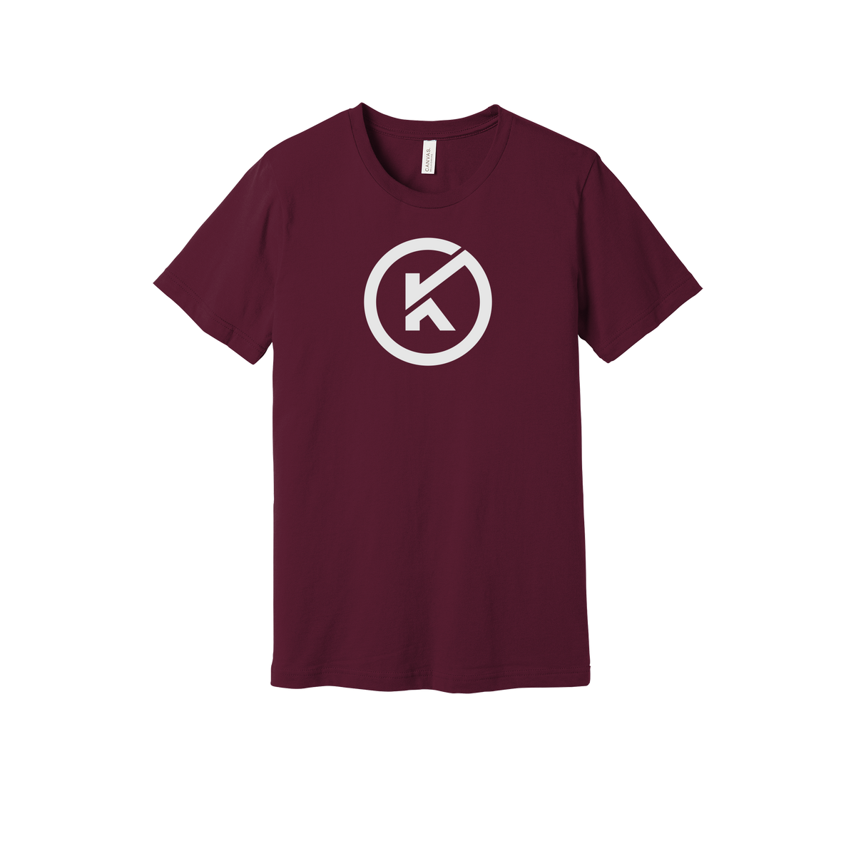 kitmanlabs-everyday-essentials-short-sleeve-tee-dtf-front-BC3001-maroon-flat-front