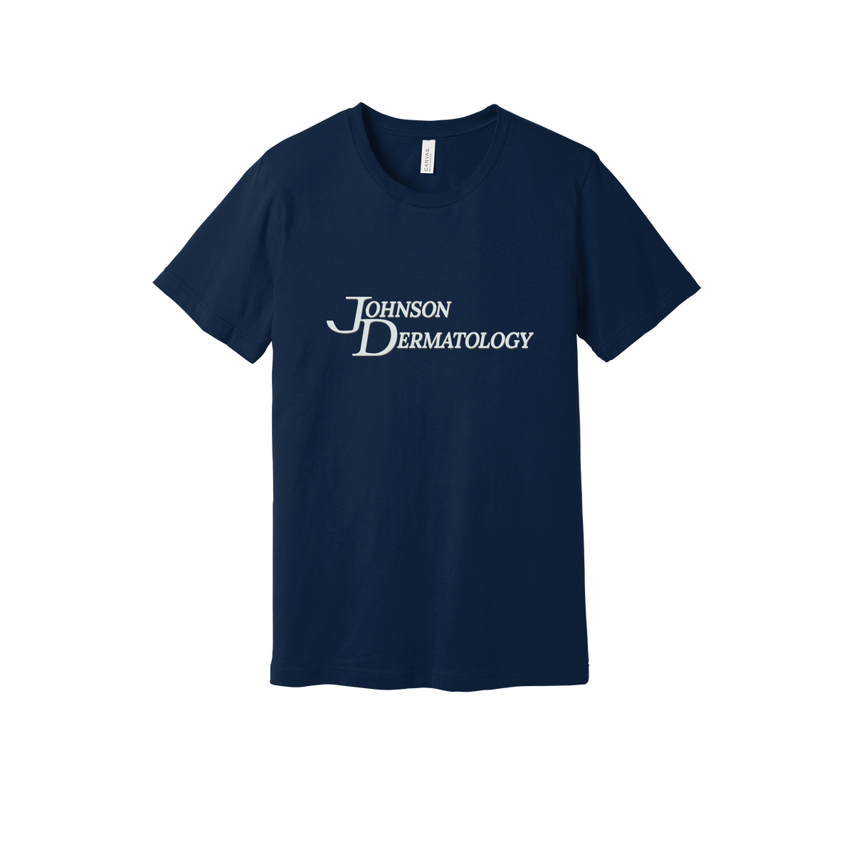 johnsondermatology-everyday-essentials-clinic-short-sleeve-tee-dtf-front-BC3001-navy-flat-front