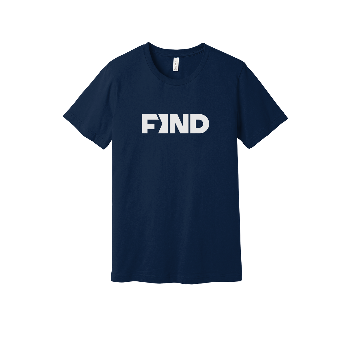 findrealestate-everyday-essentials-short-sleeve-tee-dtf-front-BC3001-navy-flat-front