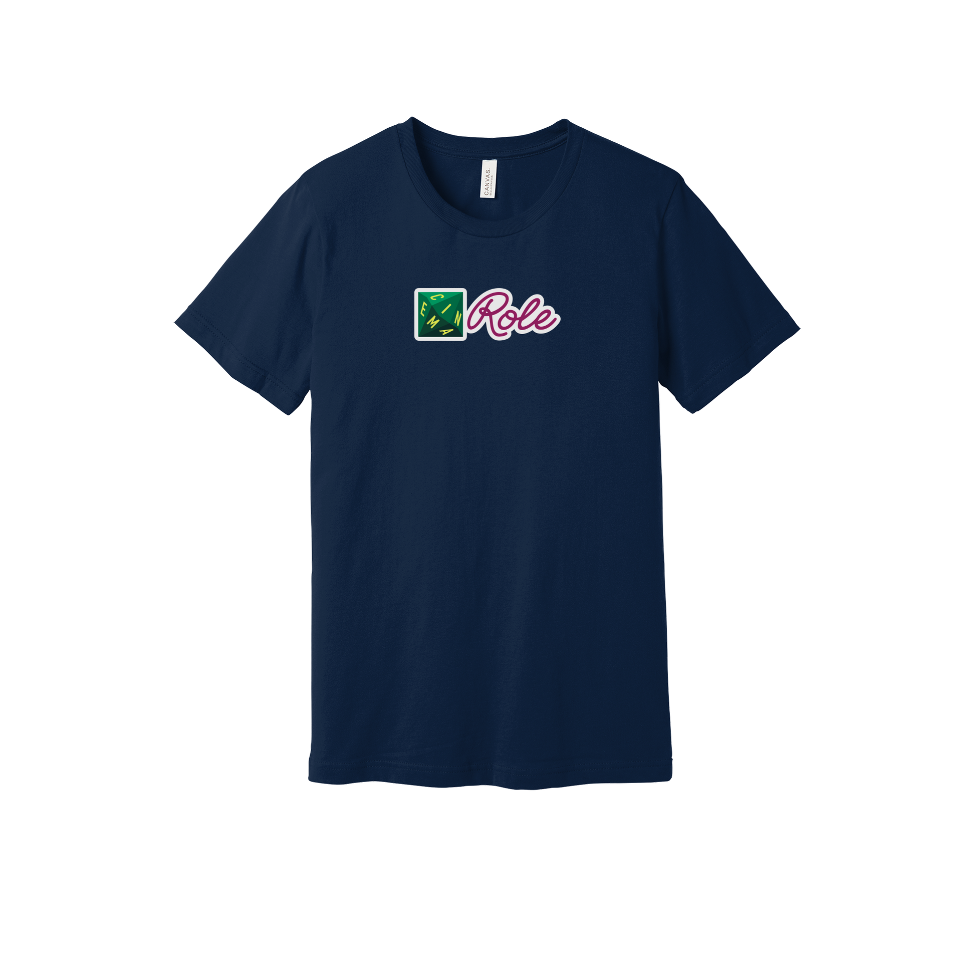 cinemarole-everyday-essentials-short-sleeve-tee-dtf-front-BC3001-navy-flat-front