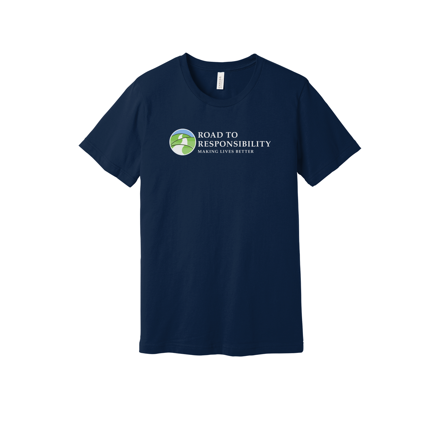 roadtoresponsibility-everyday-essentials-short-sleeve-tee-dtf-front-BC3001-navy-flat-front