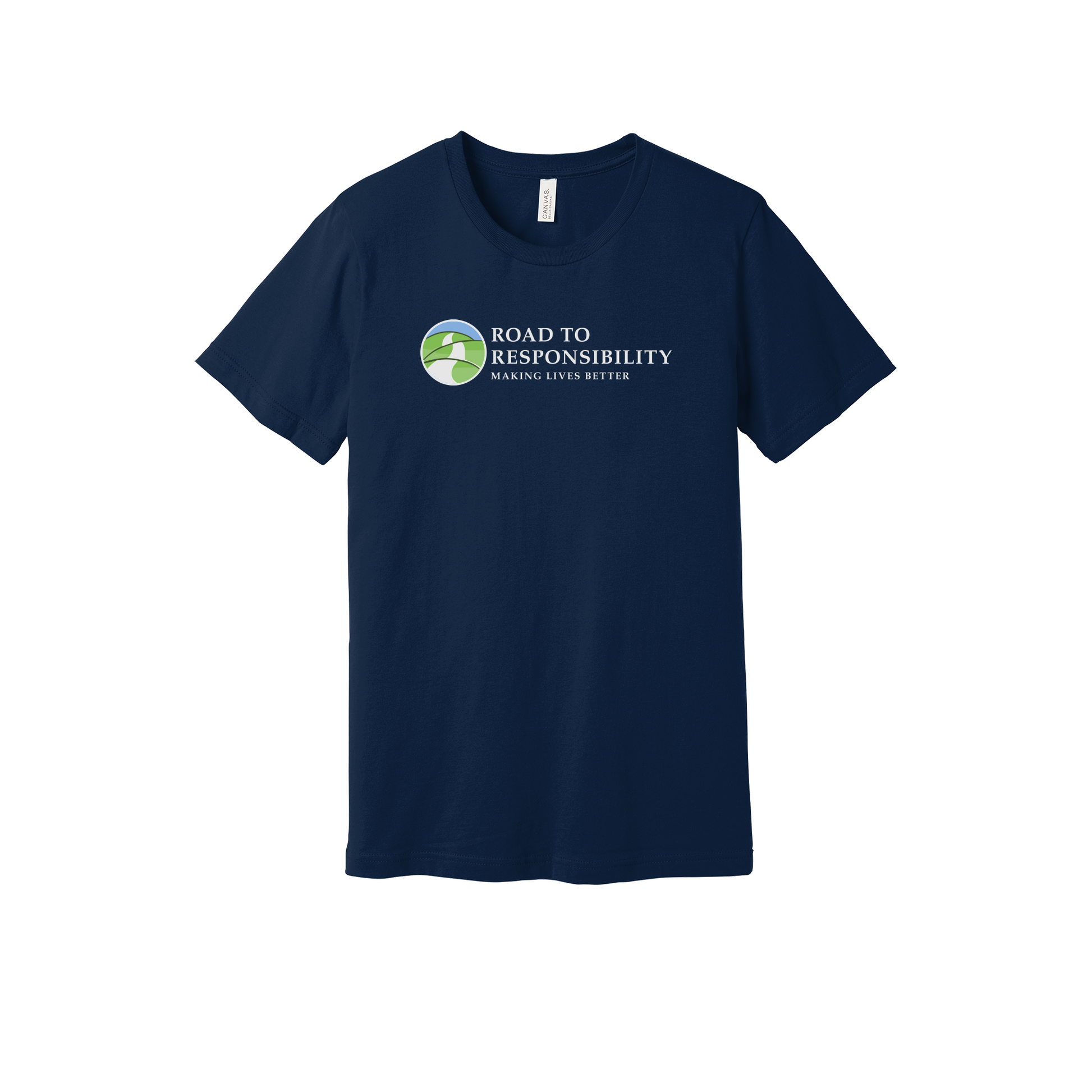 roadtoresponsibility-everyday-essentials-short-sleeve-tee-dtf-front-BC3001-navy-flat-front