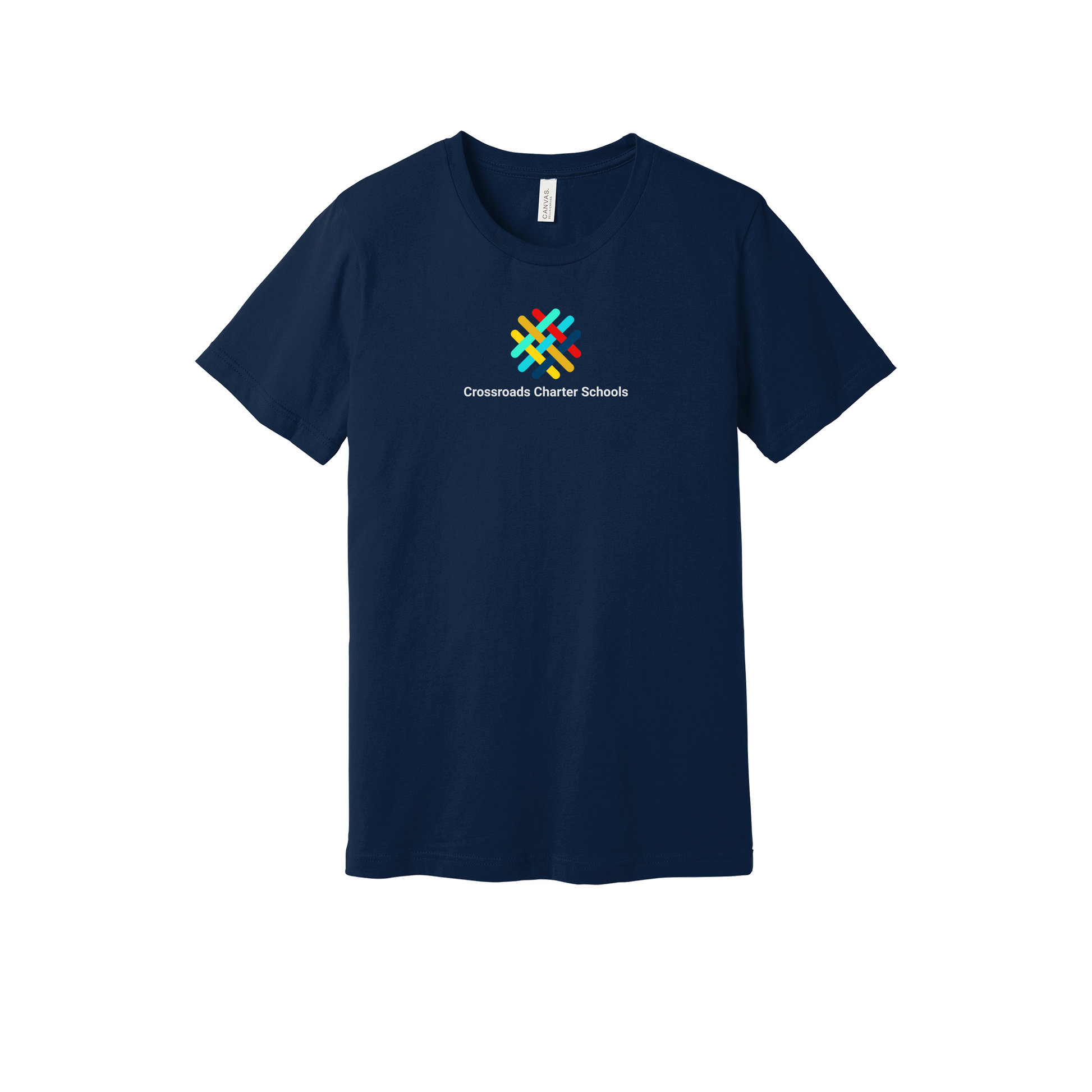 crossroadsschoolskc-everyday-essentials-short-sleeve-tee-dtf-front-BC3001-navy-flat-front