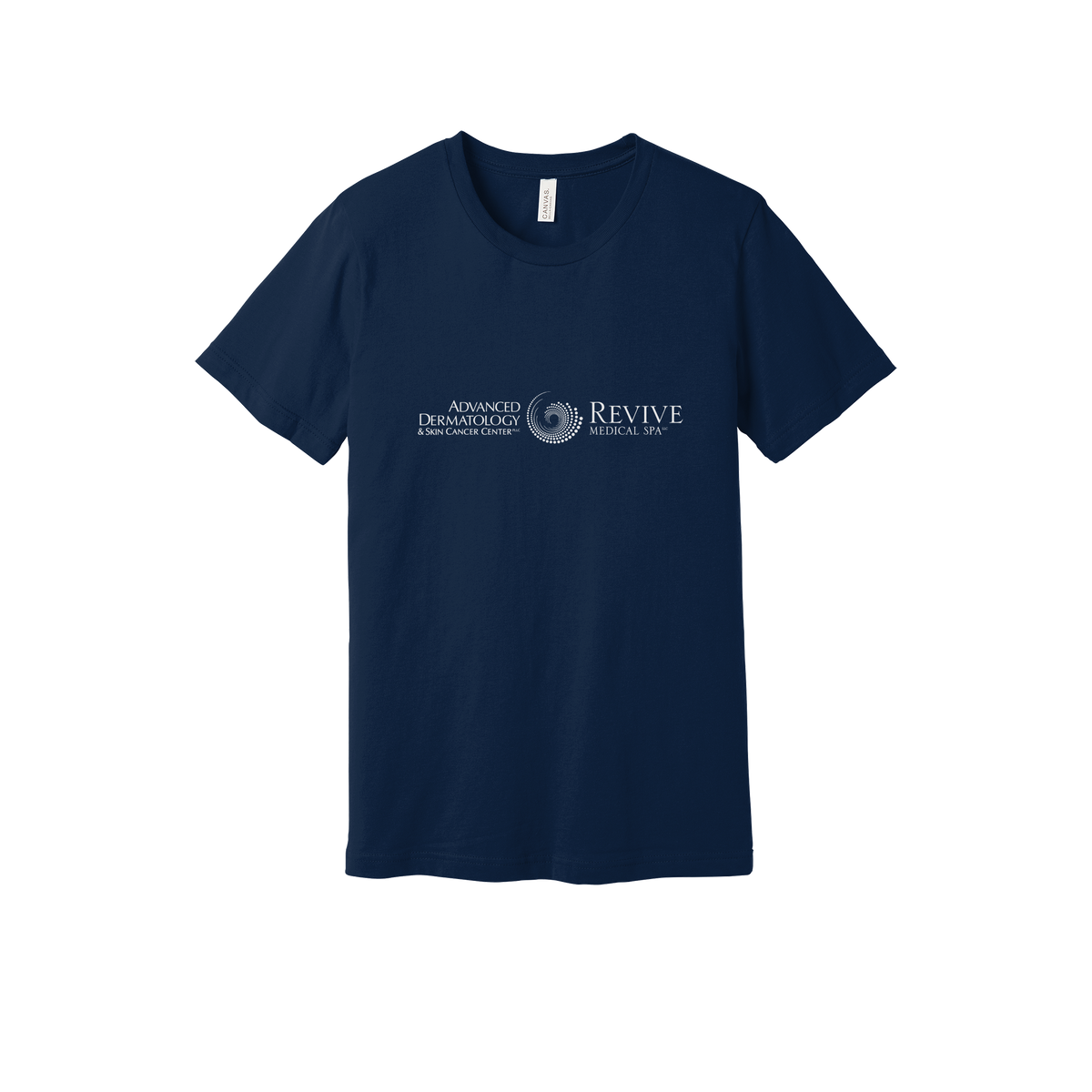advancedskinmd-everyday-essentials-clinic-short-sleeve-tee-dtf-front-BC3001-navy-flat-front