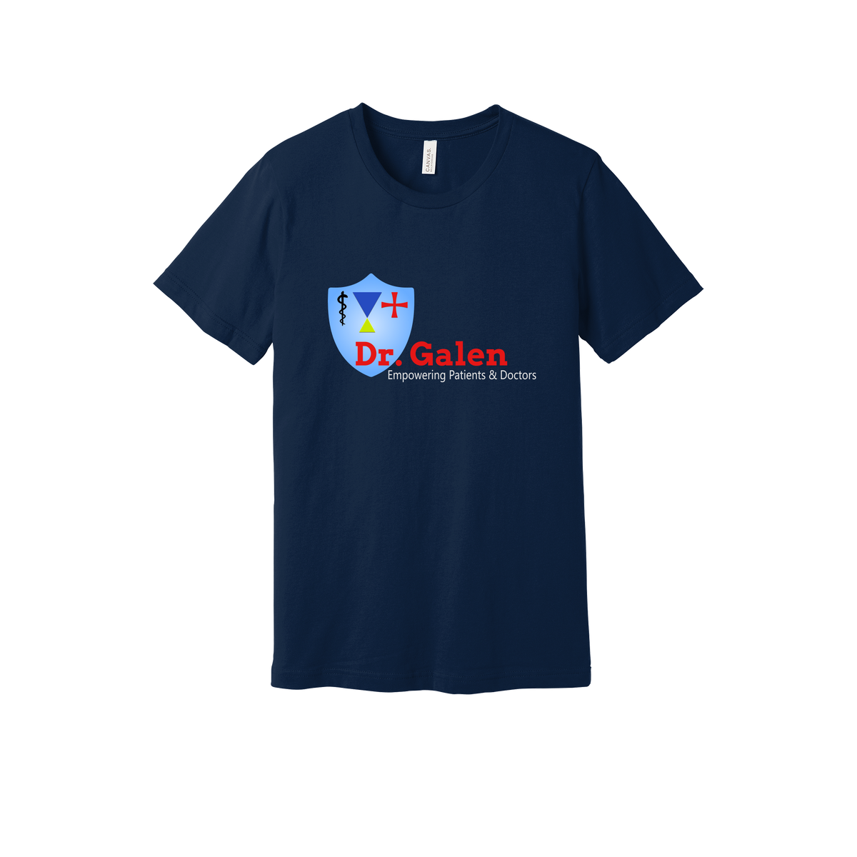 drgalen-everyday-essentials-clinic-short-sleeve-tee-dtf-front-BC3001-navy-flat-front
