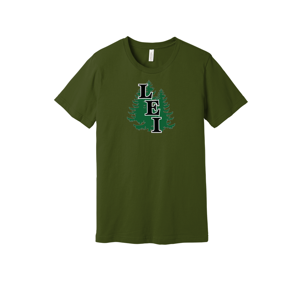 leisite-everyday-essentials-short-sleeve-tee-dtf-front-BC3001-olive-flat-front
