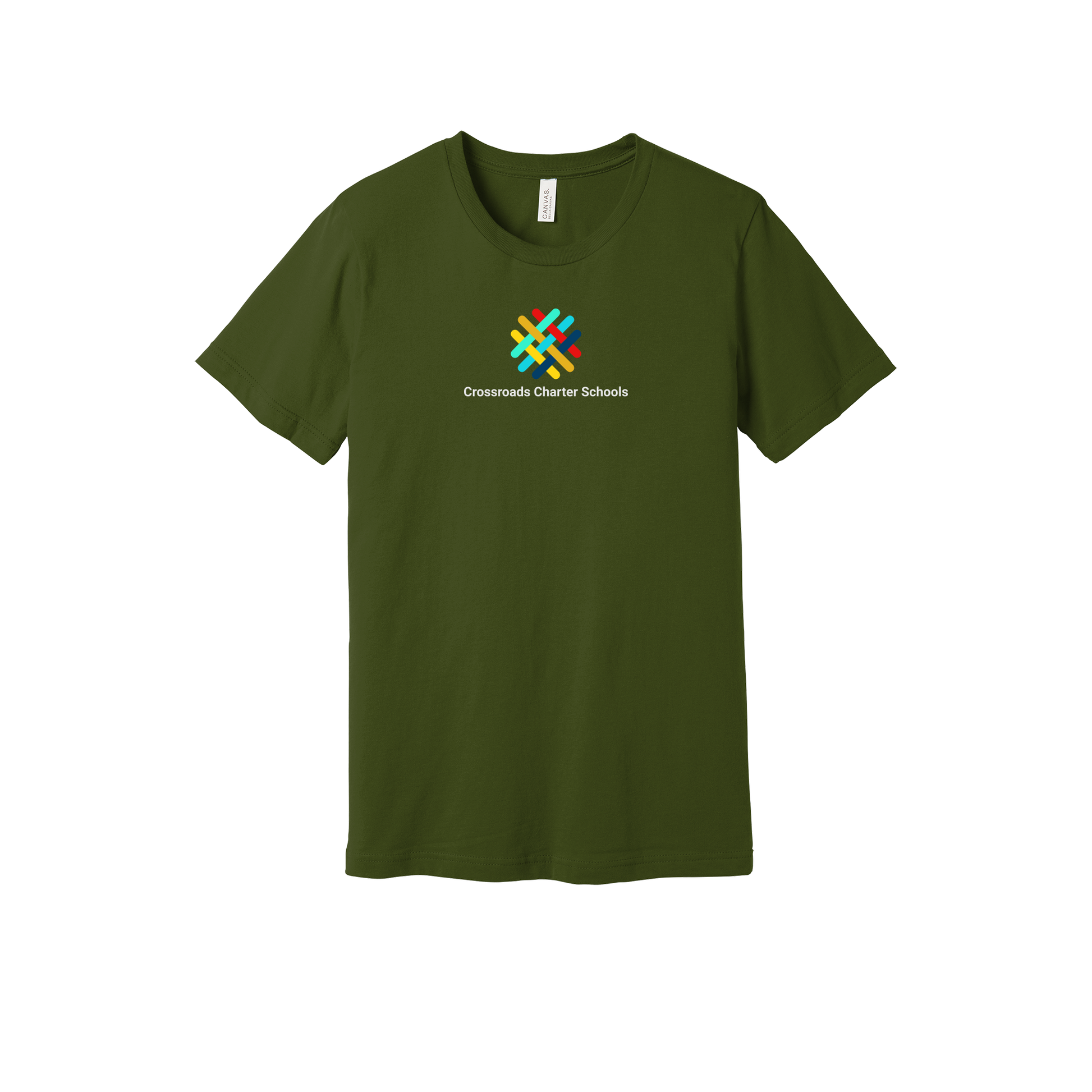 crossroadsschoolskc-everyday-essentials-short-sleeve-tee-dtf-front-BC3001-olive-flat-front