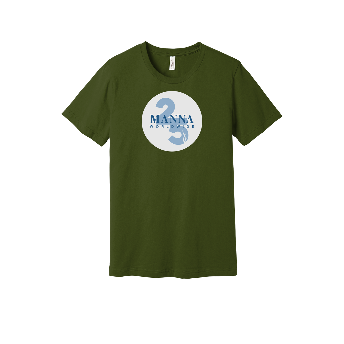 mannaworldwide-everyday-essentials-short-sleeve-tee-dtf-front-BC3001-olive-flat-front