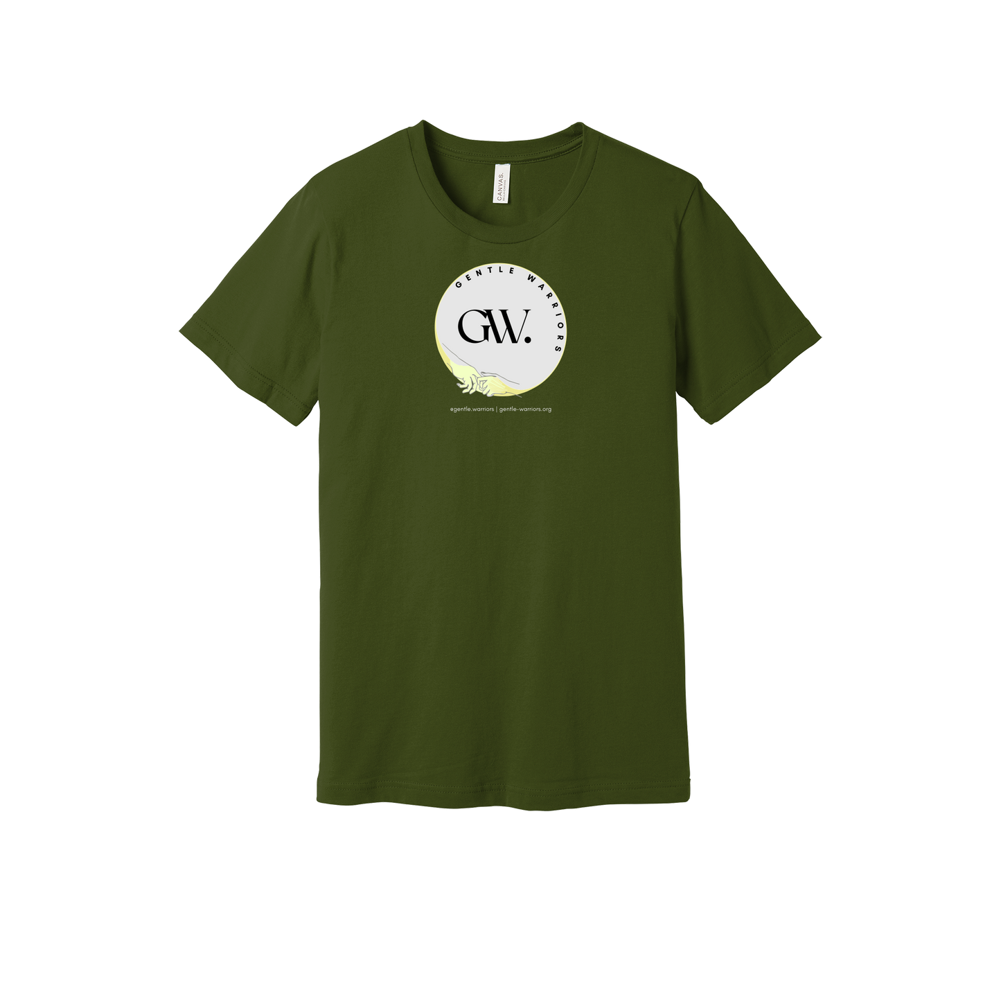 gentle-warriors-everyday-essentials-short-sleeve-tee-dtf-front-BC3001-olive-flat-front