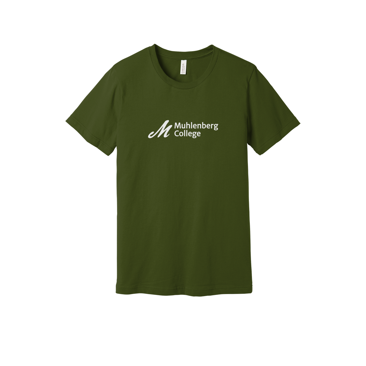 muhlenberg-everyday-essentials-short-sleeve-tee-dtf-front-BC3001-olive-flat-front