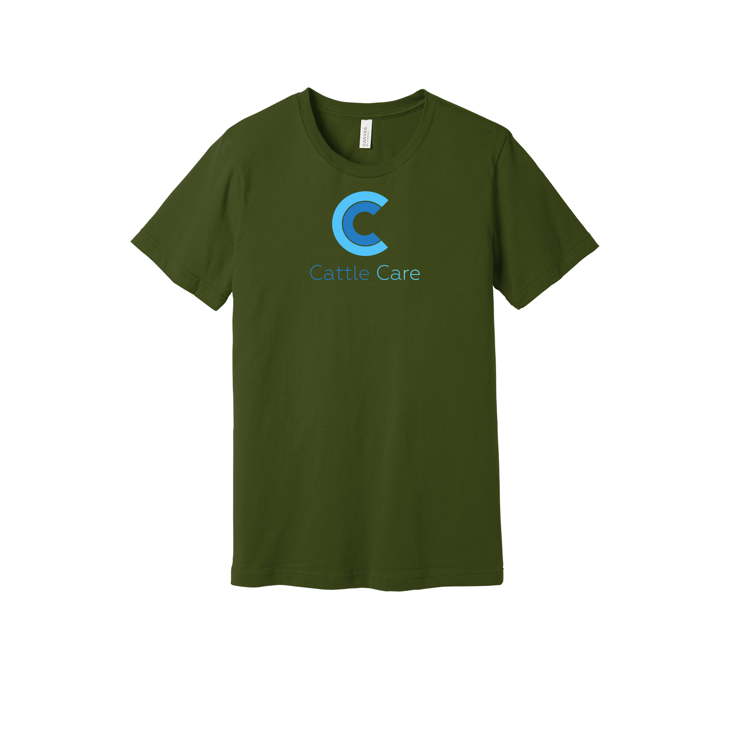 cattle-care-everyday-essentials-short-sleeve-tee-dtf-front-BC3001-olive-flat-front